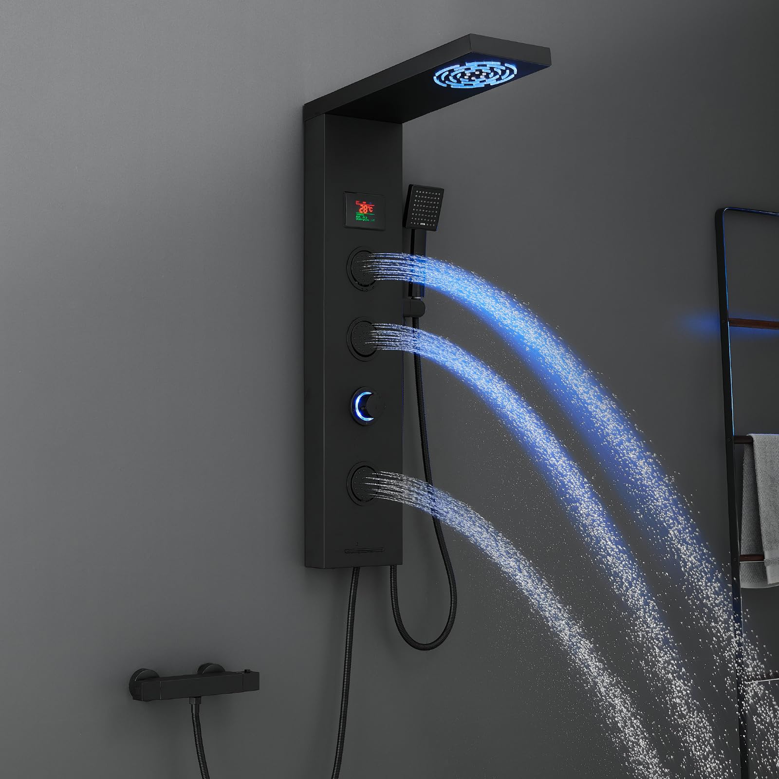 Pannello Doccia 6 Funzioni con Indicatore Temperatura LED