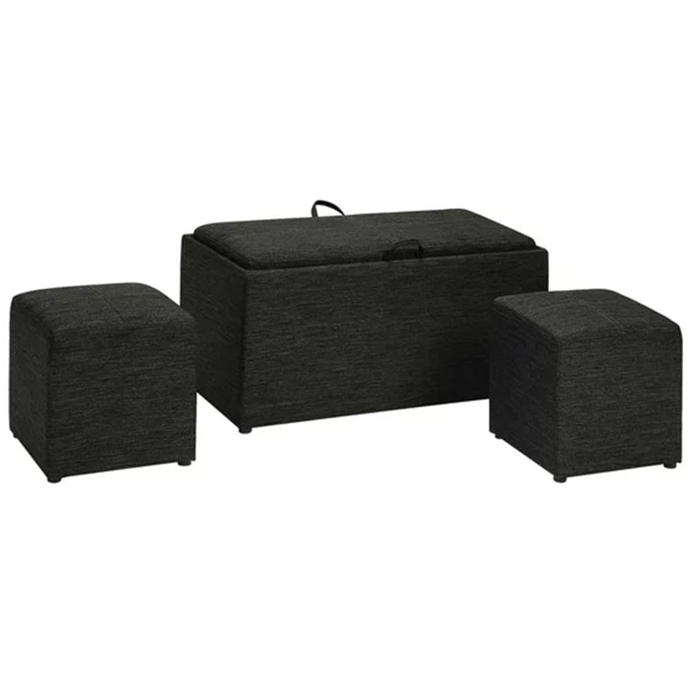 Set Arredo 2 Pouf e Cassapanca Contenitore Grigio