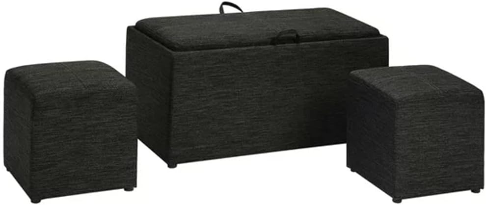 Set Arredo 2 Pouf e Cassapanca Contenitore Grigio - immagine 1