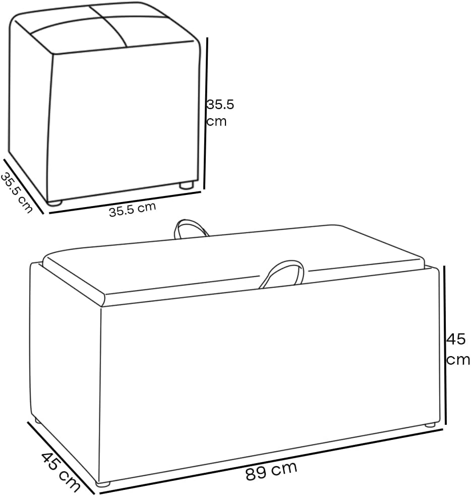 Set Arredo 2 Pouf e Cassapanca Contenitore Grigio - immagine 3