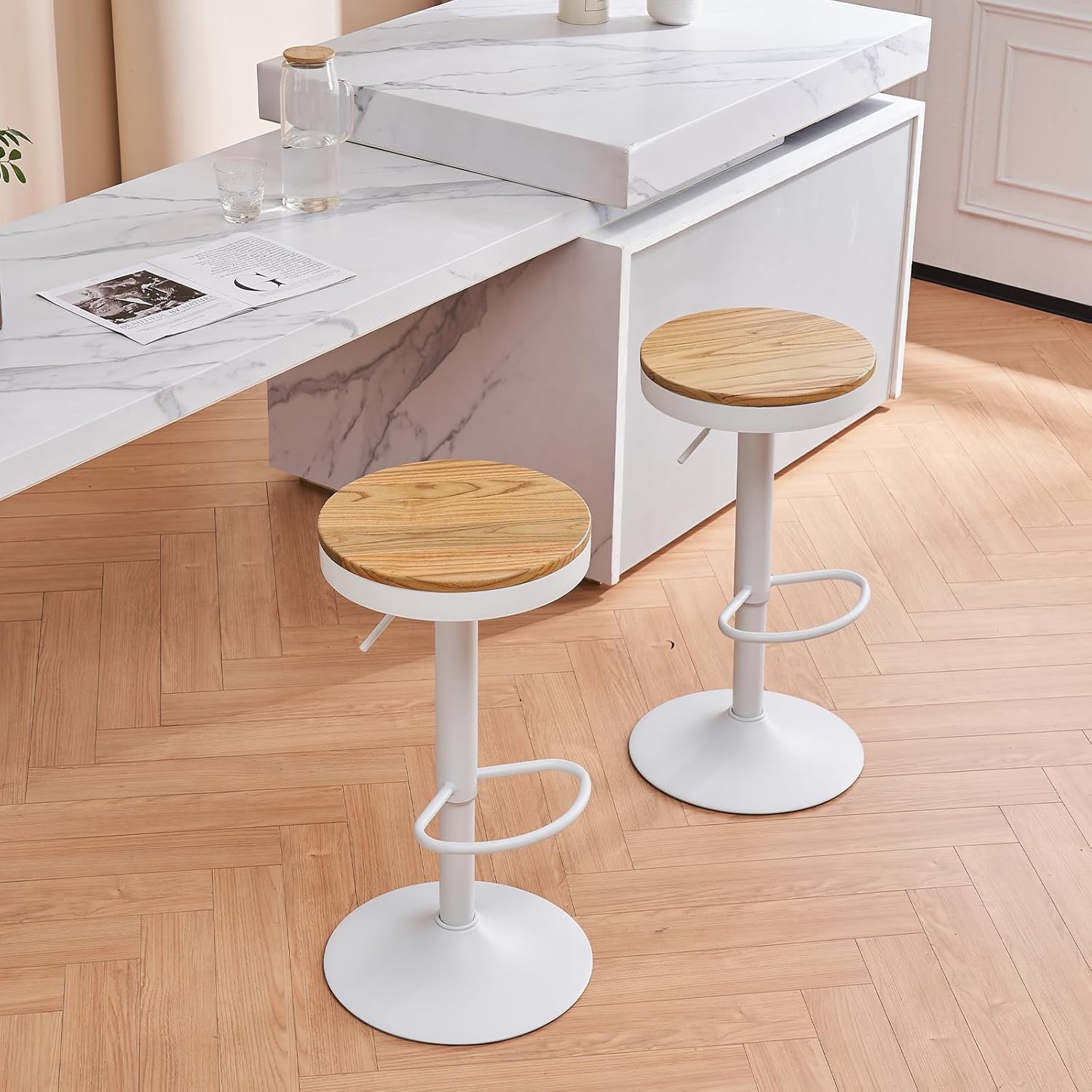 Younike Sgabelli da Bar Set 2, Girevoli 360° Regolabili - immagine 3