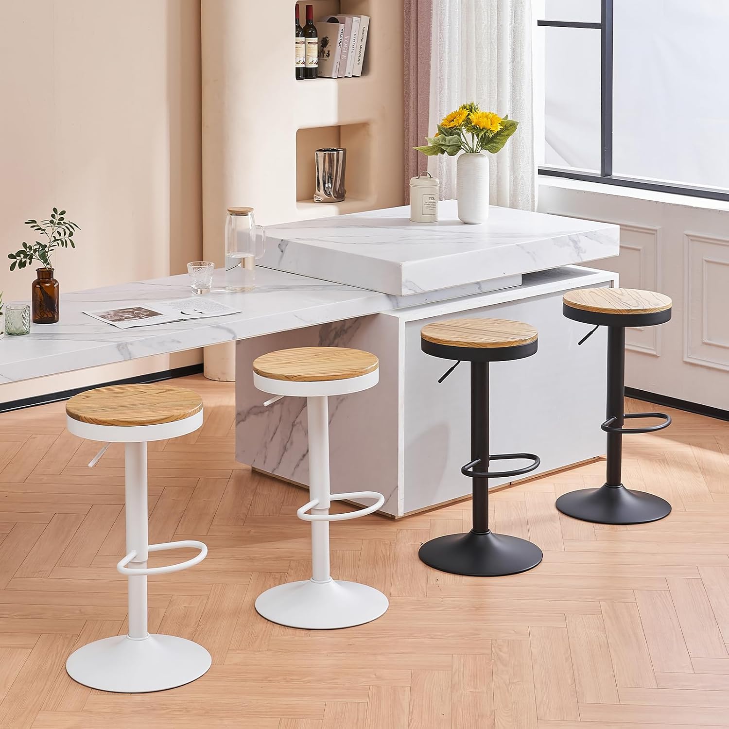 Younike Sgabelli da Bar Set 2, Girevoli 360° Regolabili - immagine 6