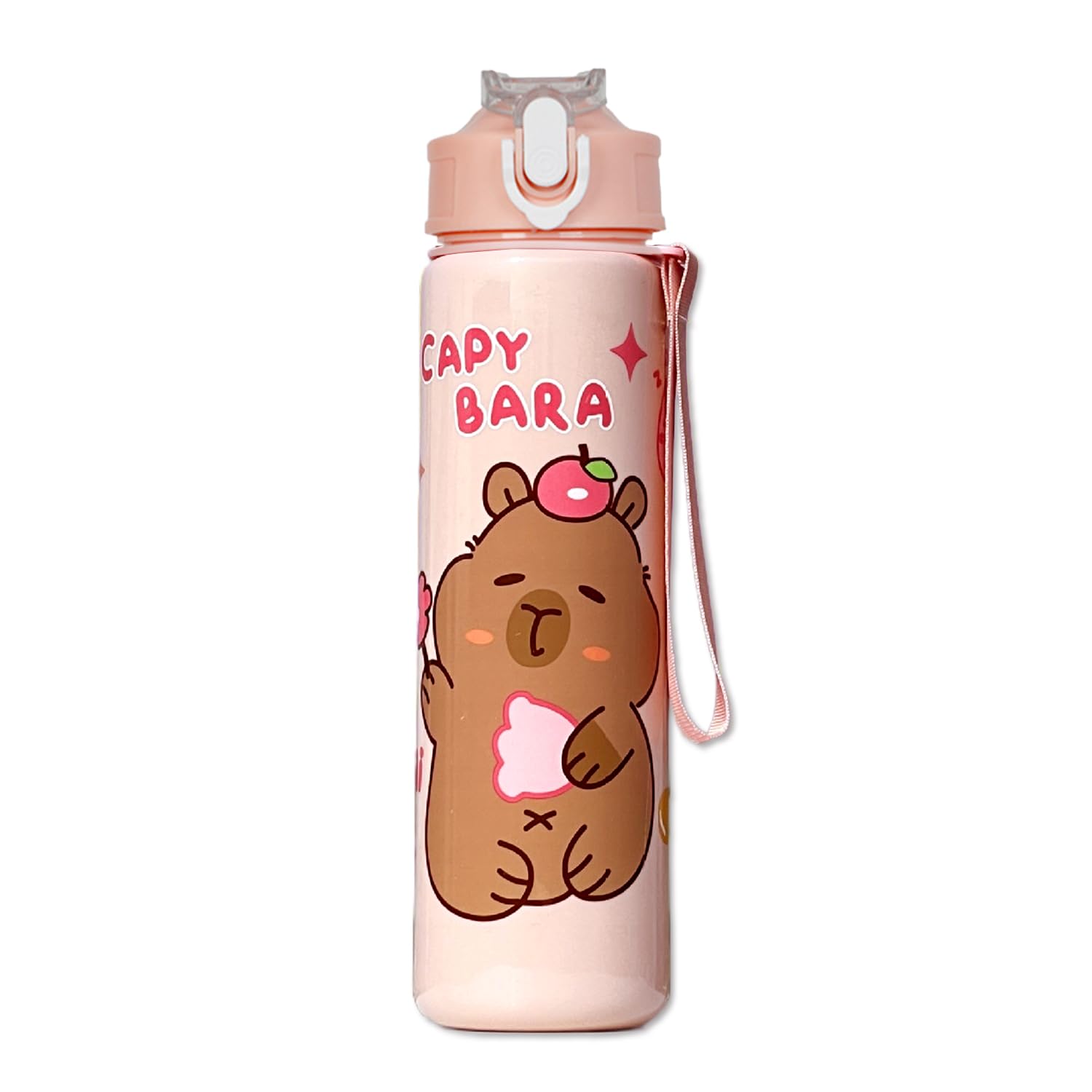 Capibara Borraccia 700ml con Coperchio e Cannuccia