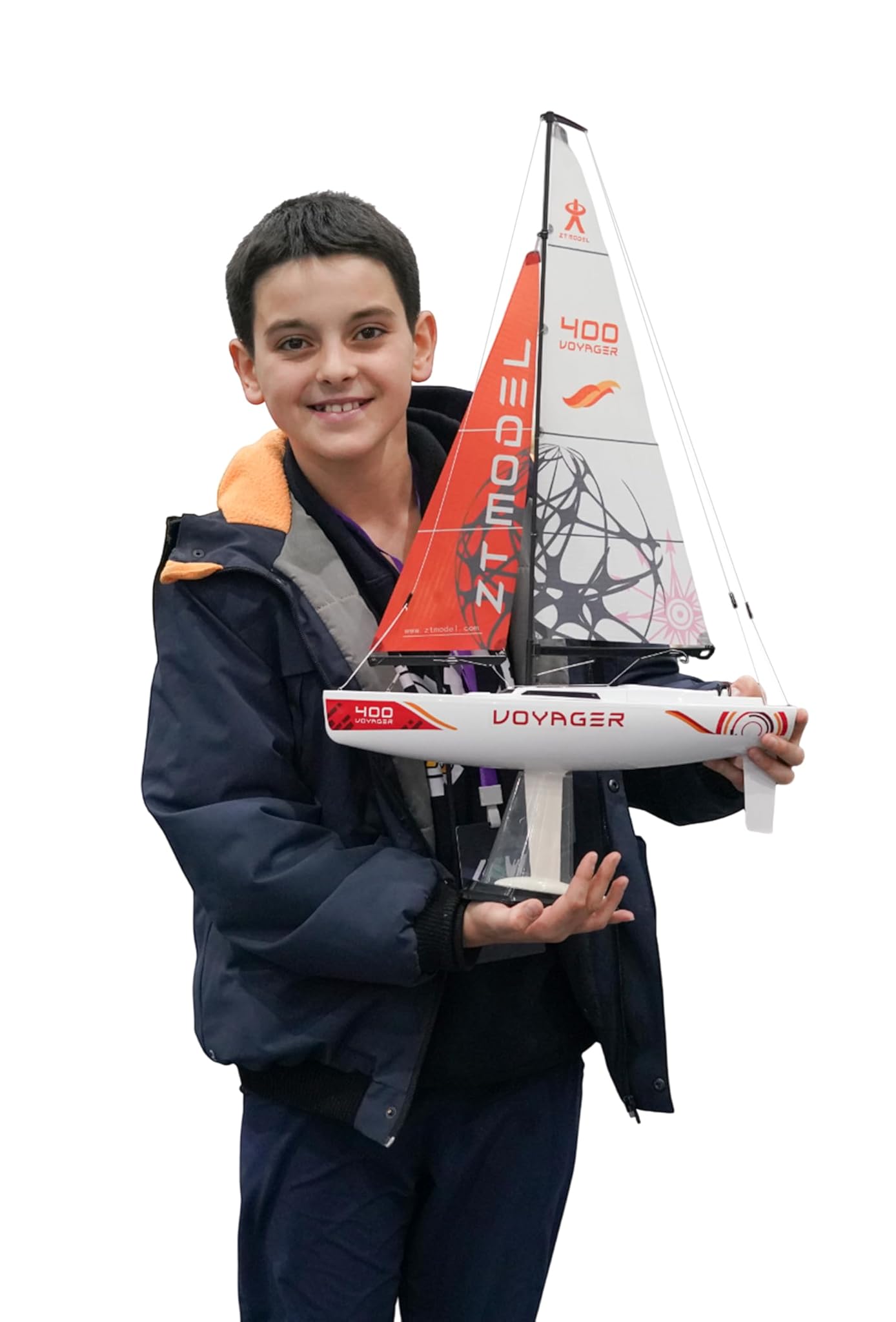 Voyager400 2.4GHz RC Motor Powered Sailboat in Red - 26" Tall