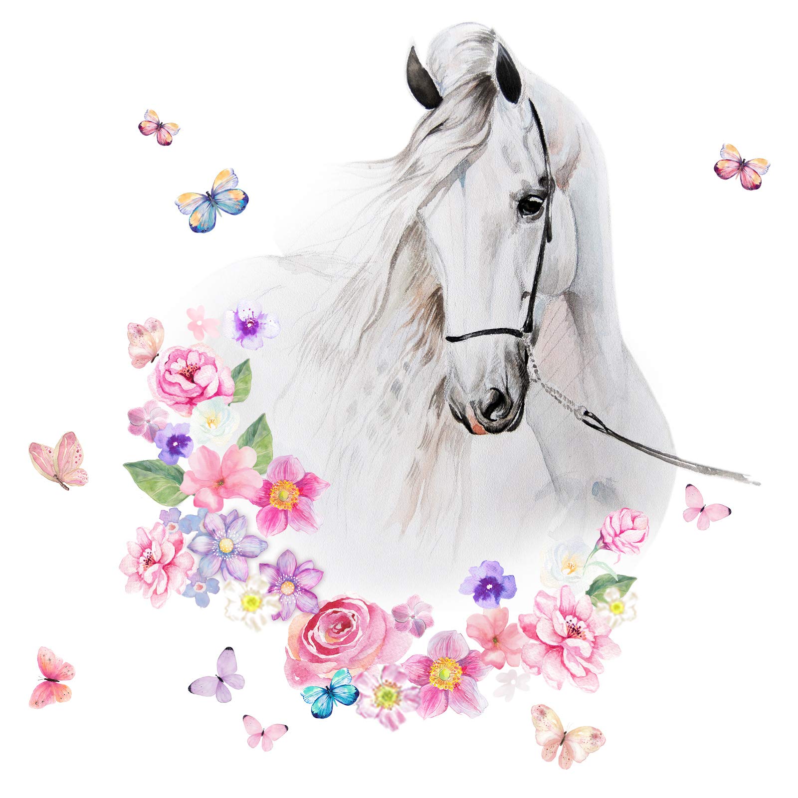 Little Deco DL464 Poster Adesivo Parete Testa Cavallo (L, 55x61 cm)