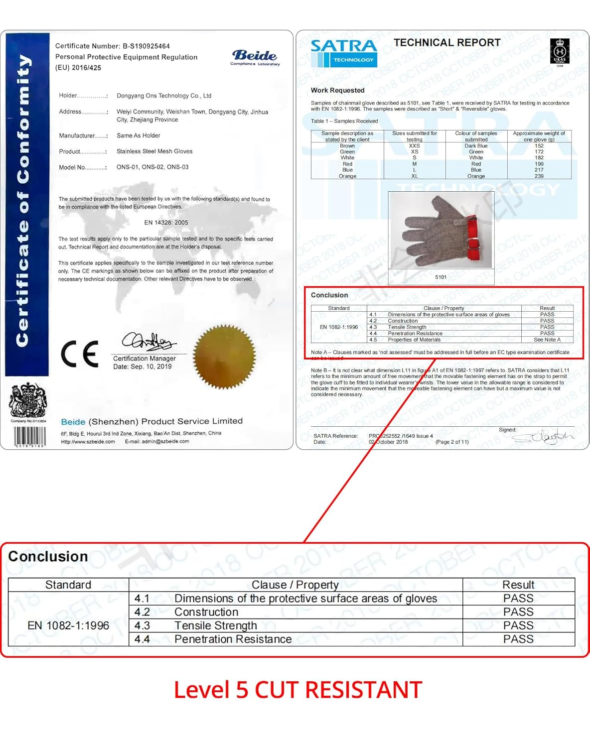 Qwork® Guanti Antitaglio Livello 5 in Acciaio 316L (M) - immagine 2