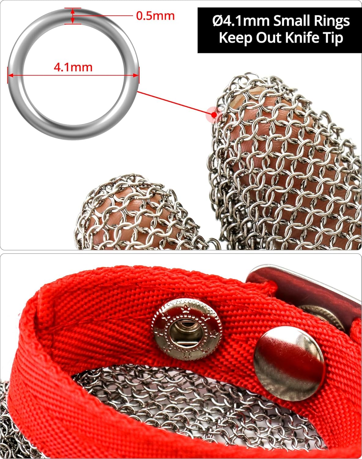 Qwork® Guanti Antitaglio Livello 5 in Acciaio 316L (M) - immagine 3