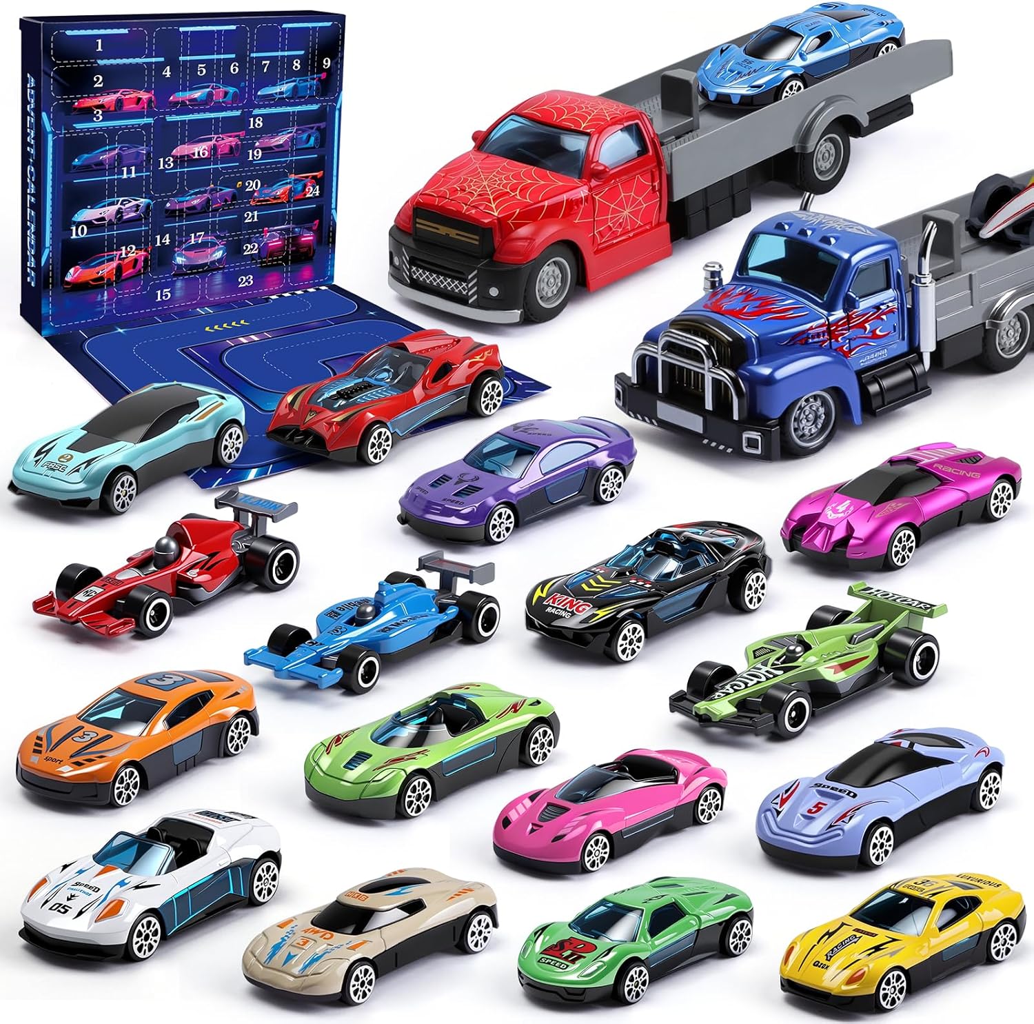 Calendario Avvento Bambini 24 Auto Metallo + 2 Rampiche - immagine 1