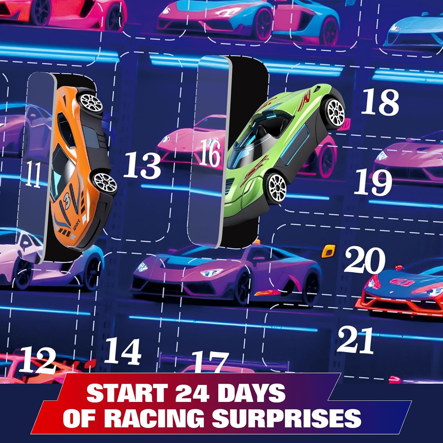 Calendario Avvento Bambini 24 Auto Metallo + 2 Rampiche - immagine 5