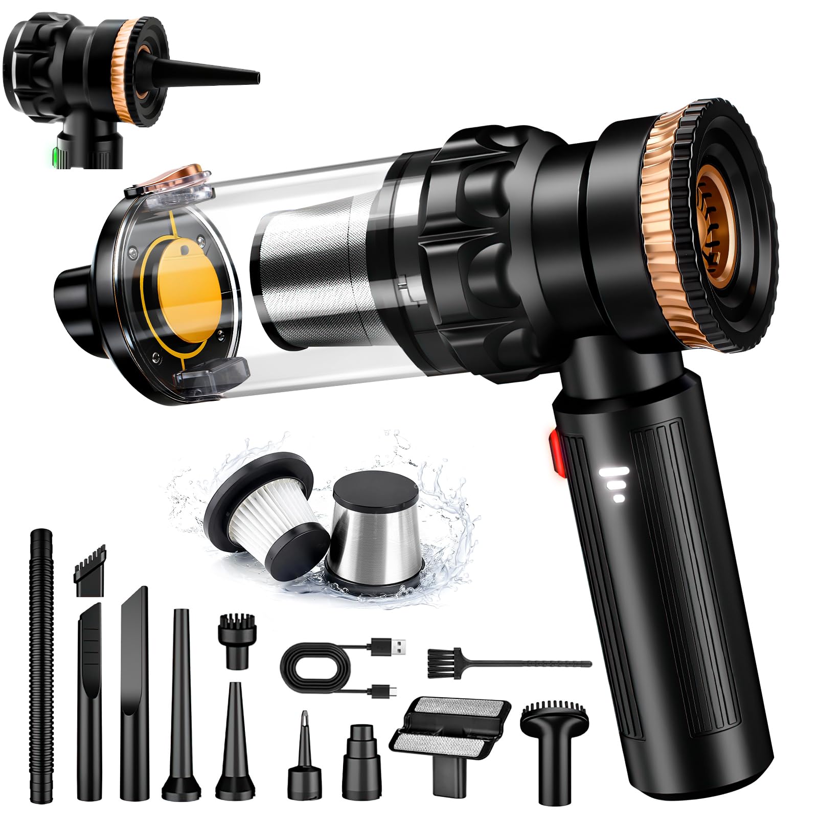 Aspirapolvere Auto Potente 25000Pa 4-in-1 Senza Fili