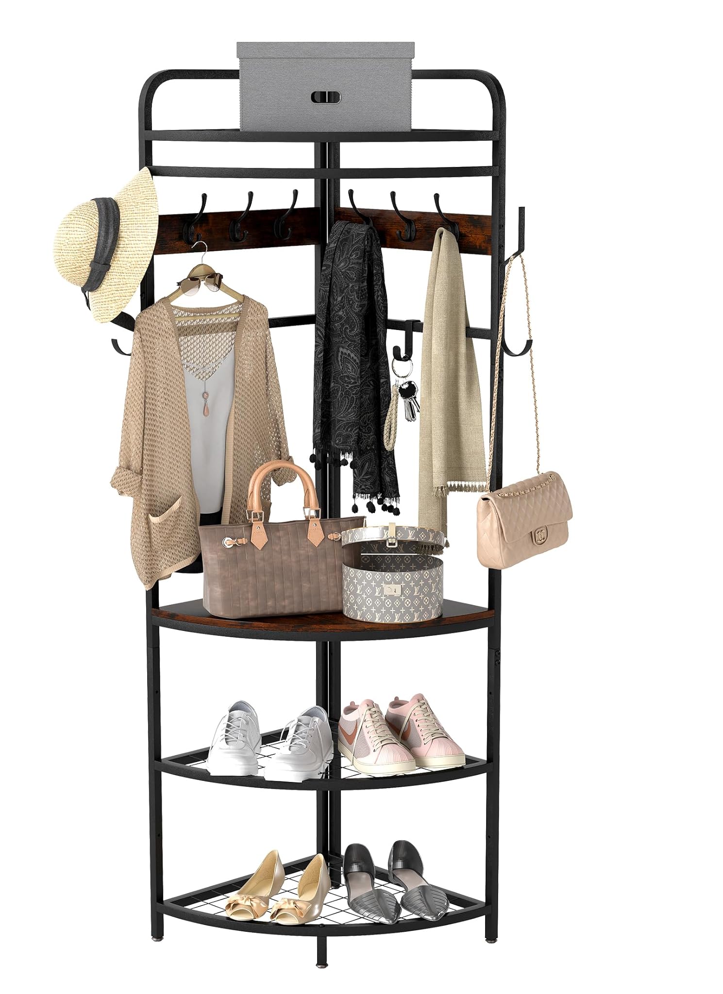 Suuiwau Libreria Angolare 180cm in Legno e Ferro