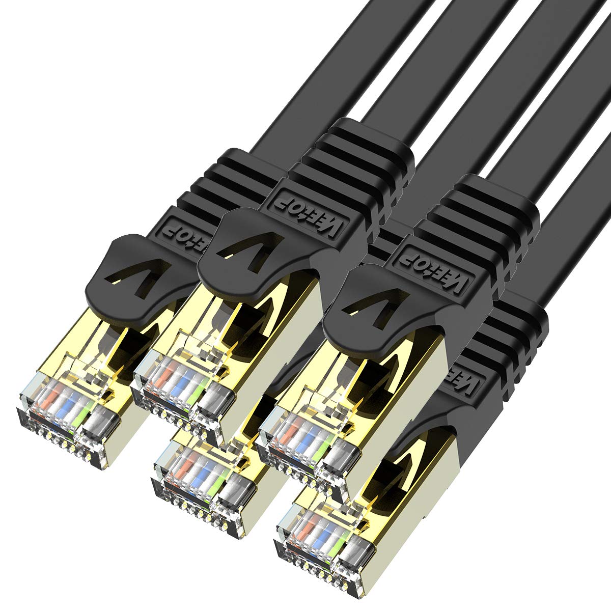 Veetop Cavo Ethernet LAN Cat 7 Piatto 10 Gigabits/s