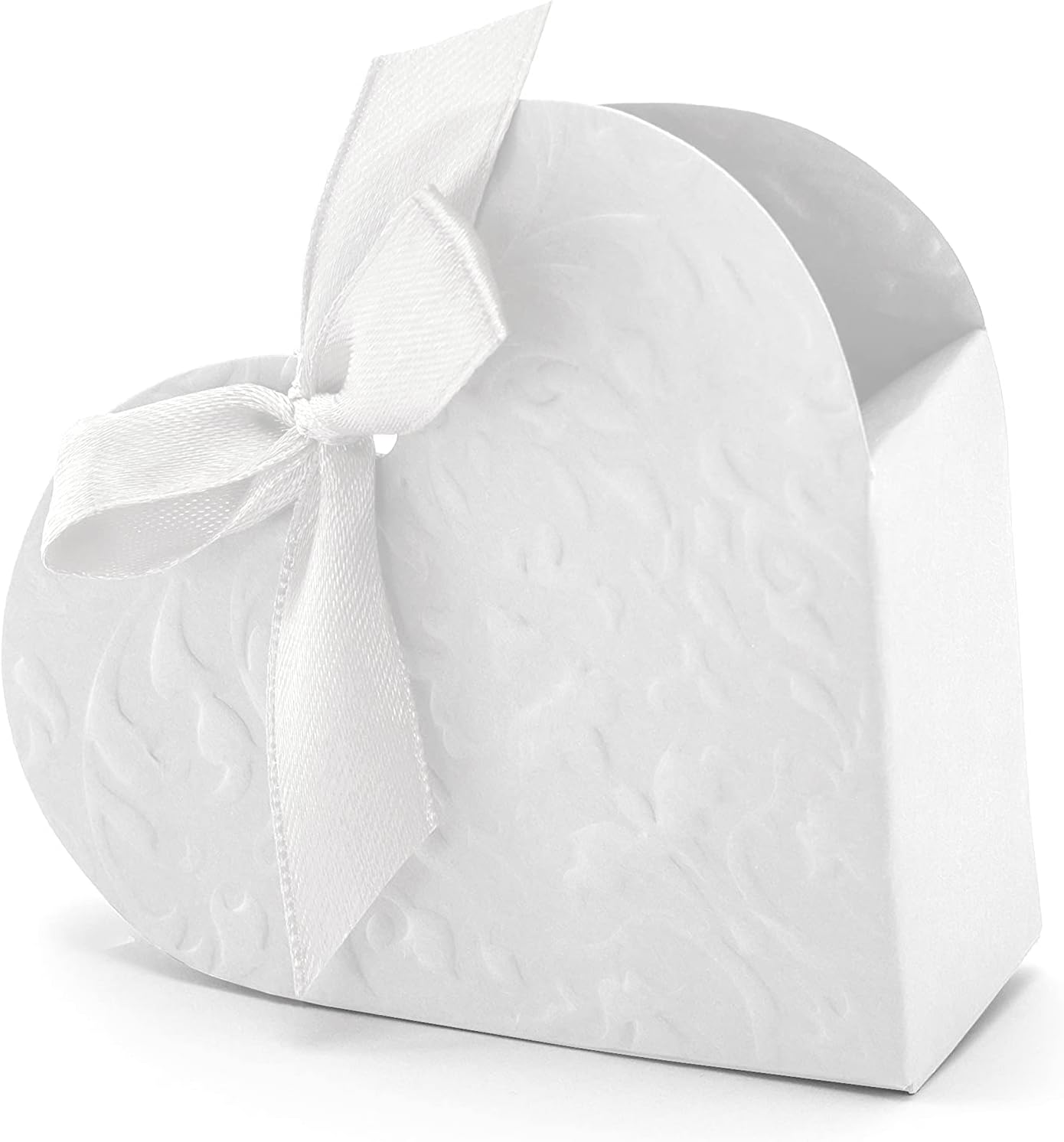 Partydeco Scatoline Bianche con Cuore e Fiocco (50 pz) - immagine 1