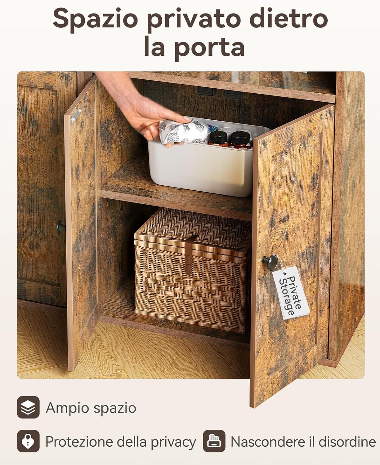 Coleshome Libreria con Ante 6 Ripiani, Marrone - immagine 4