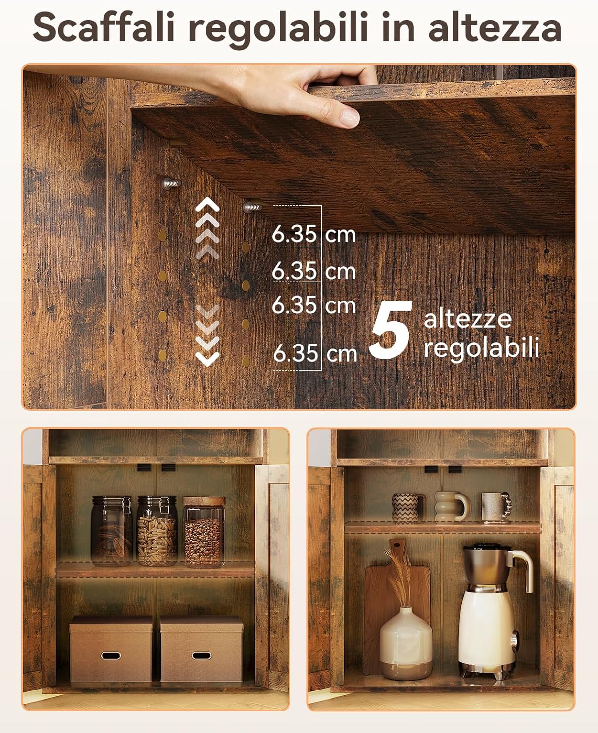 Coleshome Libreria con Ante 6 Ripiani, Marrone - immagine 5