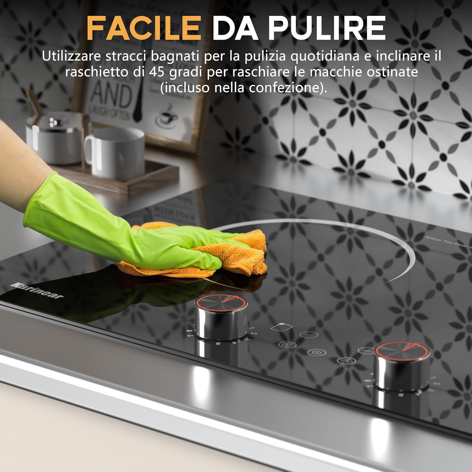 Karinear Piano Cottura Elettrico 2 Zone 3200W, Nero - immagine 6