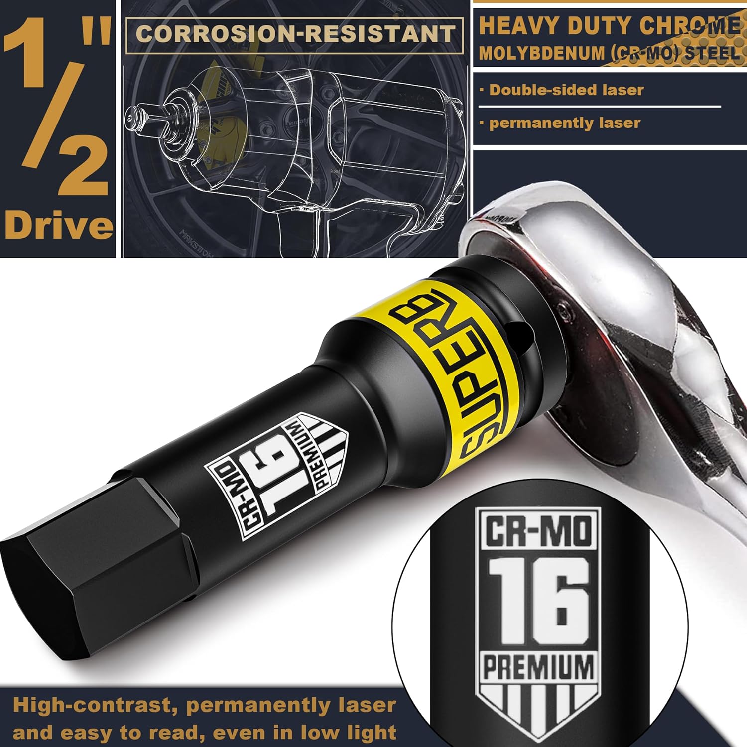 Set Bussole Esagonali Impulsi 1/2" 5-19mm, 10 pz - immagine 6