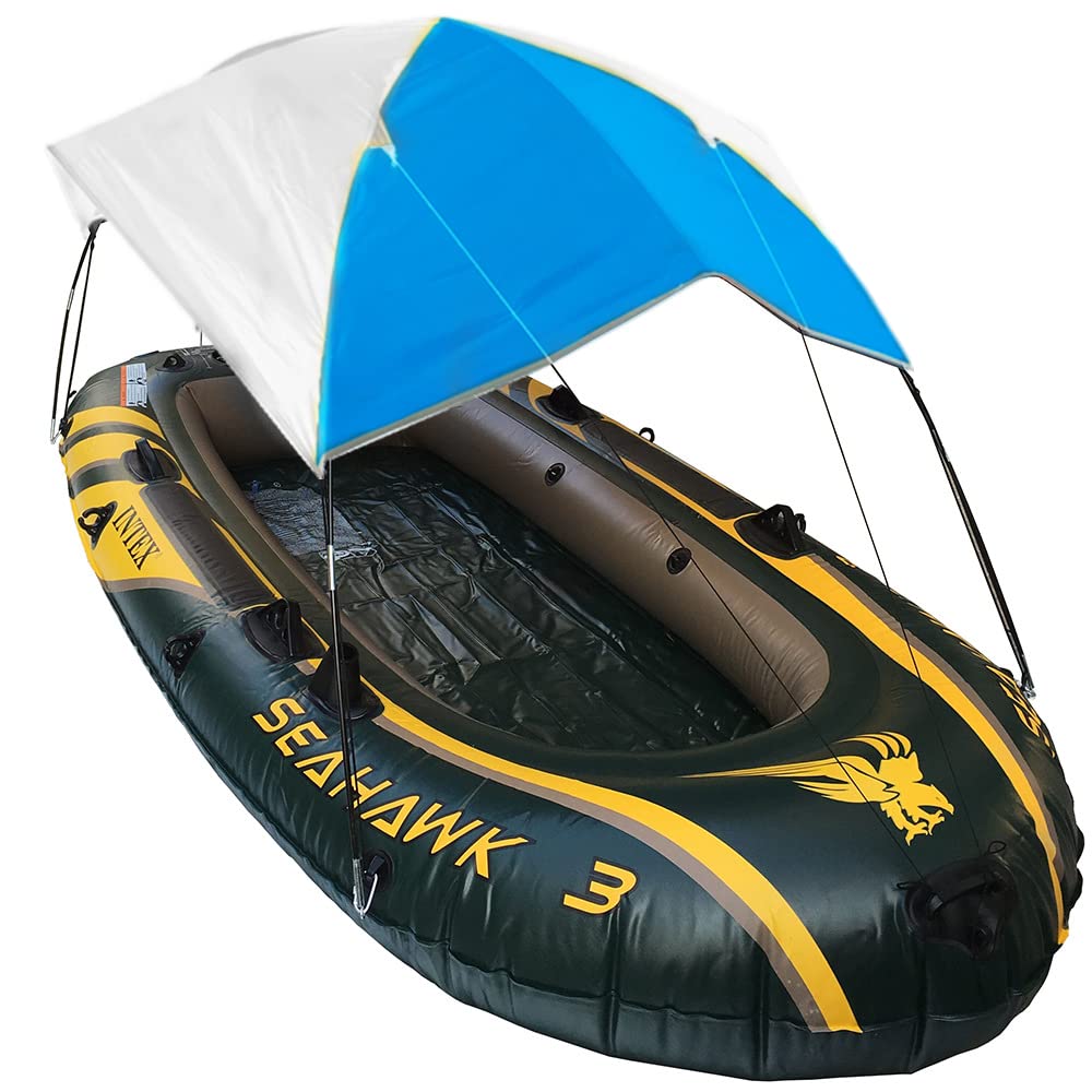Floving Ombrellone gonfiabile per barca a vela, tenda da pesca, spiaggia, parasole blu (4 persone)