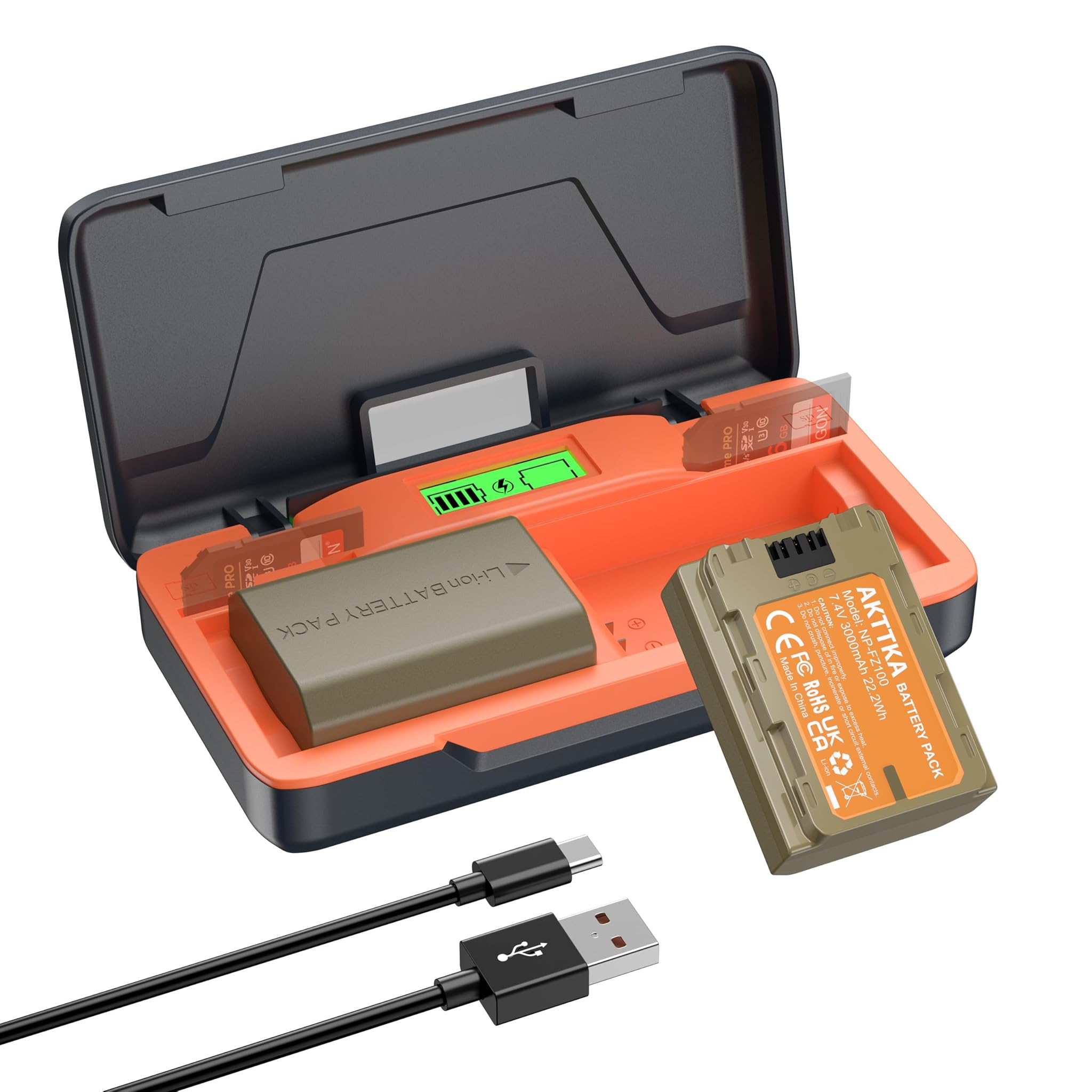 Akttka NP-FZ100 Batteria (2 Pack) con Caricabatterie 20W