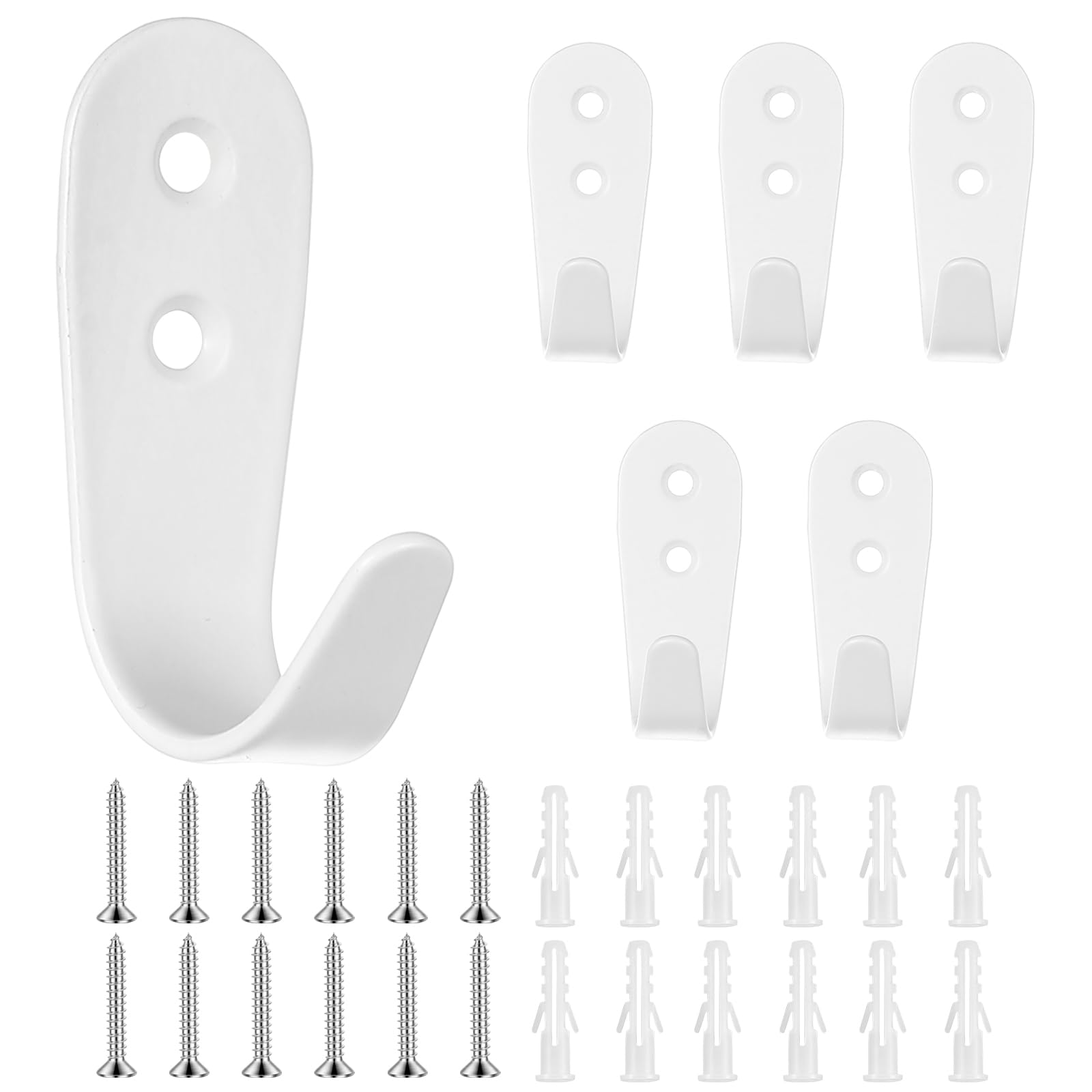 6 Pz Attaccapanni da Muro, Ganci Appendiabiti da Parete, Ganci da Parete in Metallo bianco per Appendere Abiti Chiavi Cappelli Asciugamani Borse Accappatoi Camera da Letto Cucina Bagno (Grande)