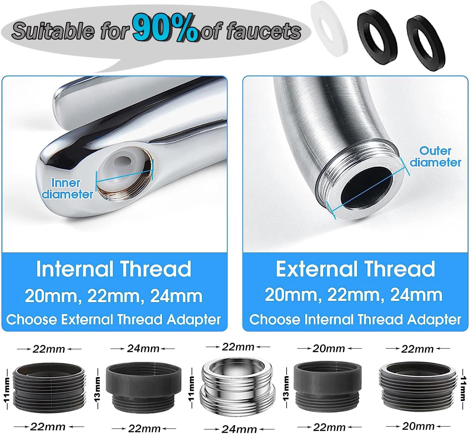 Aeratore Rubinetto Cucina 360° Girevole 2 Modalità - immagine 5