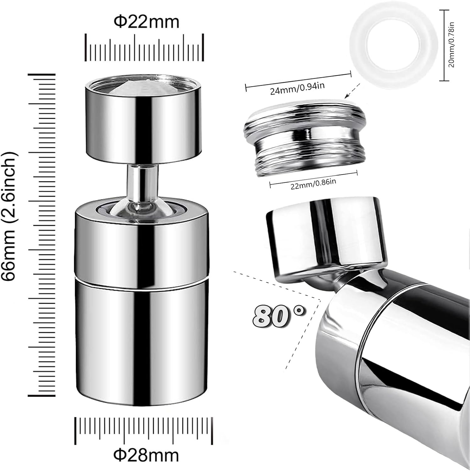 Aeratore Rubinetto Cucina 360° Girevole 2 Modalità - immagine 6