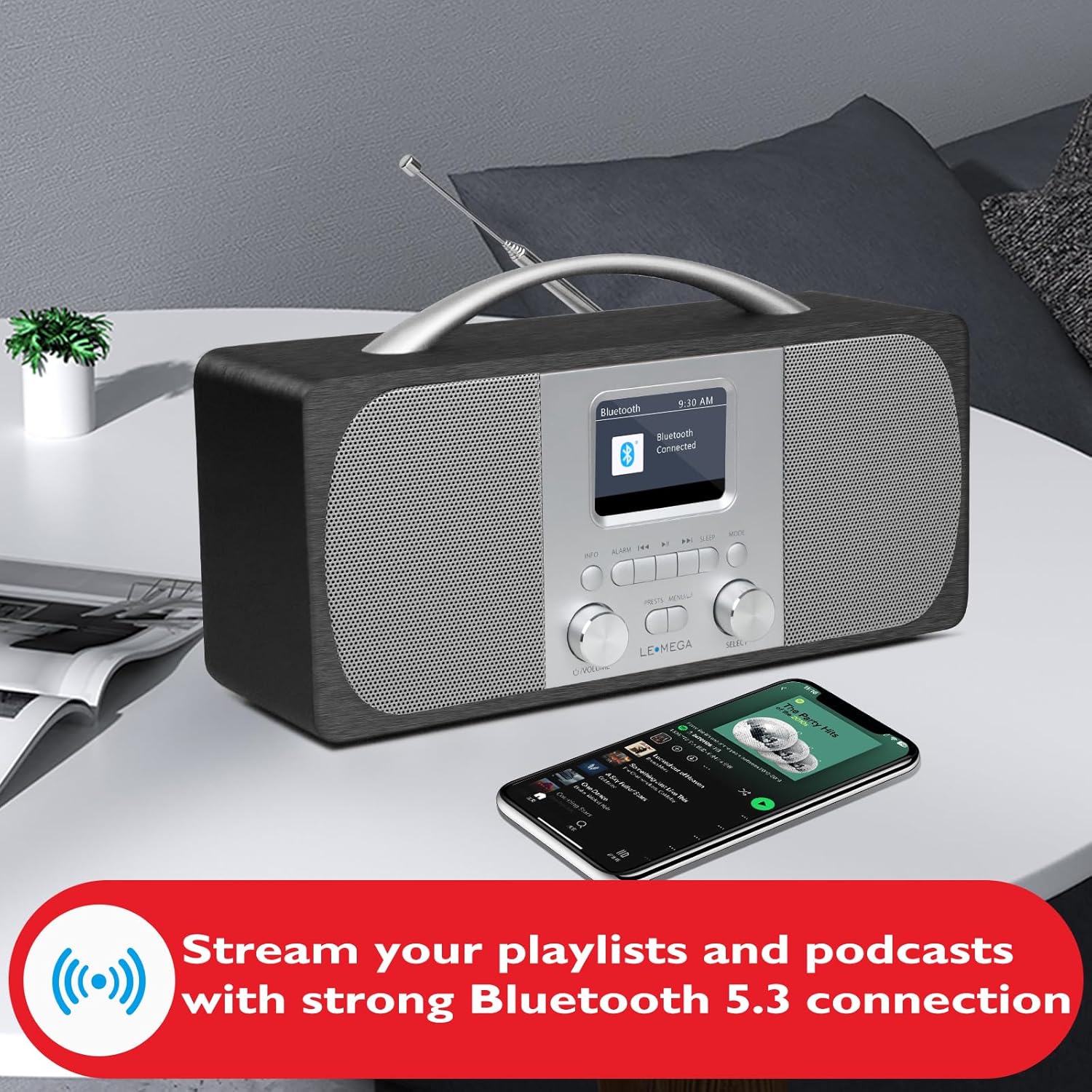 Lemega Radio DAB+ e FM Bluetooth con Doppio Allarme - immagine 2
