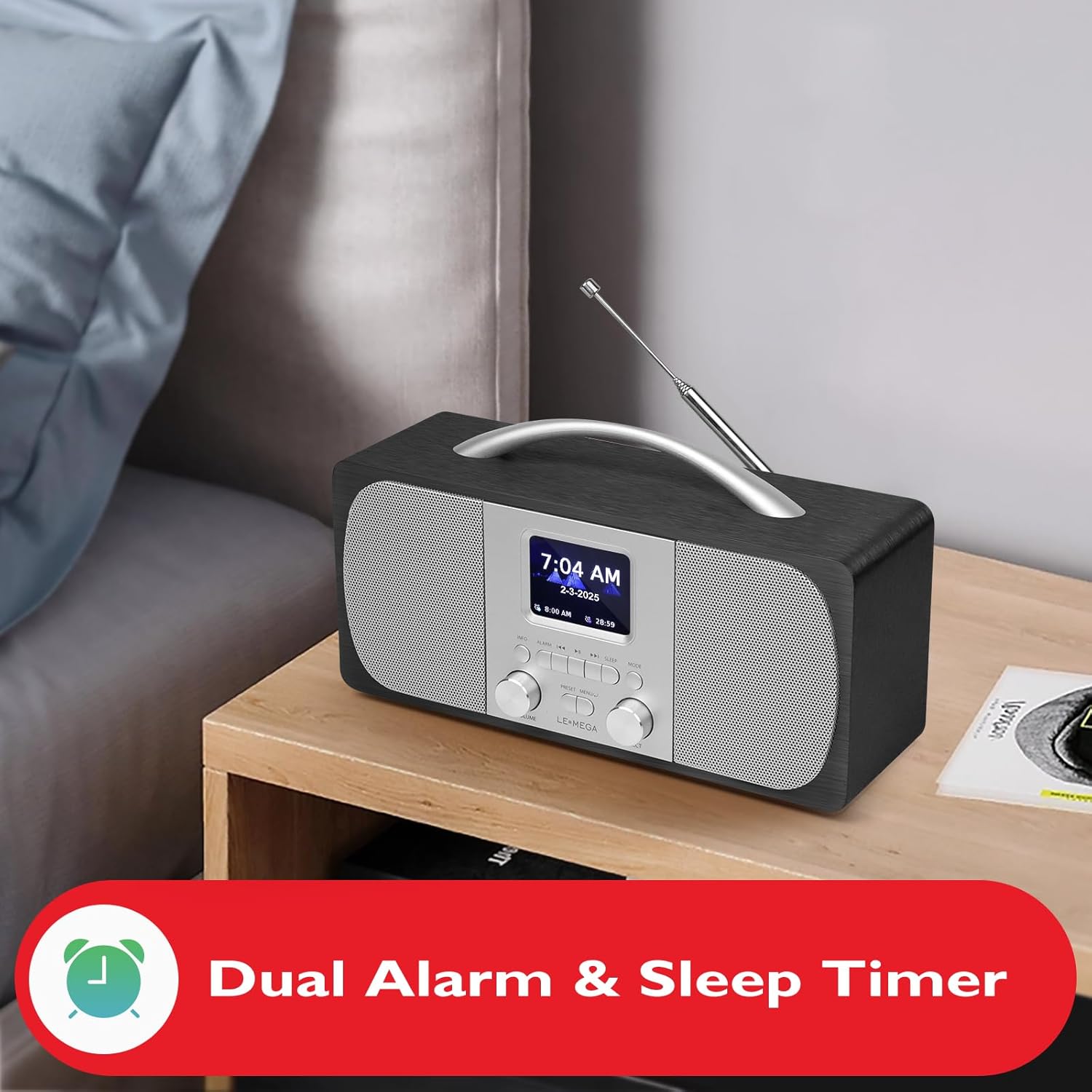 Lemega Radio DAB+ e FM Bluetooth con Doppio Allarme - immagine 3