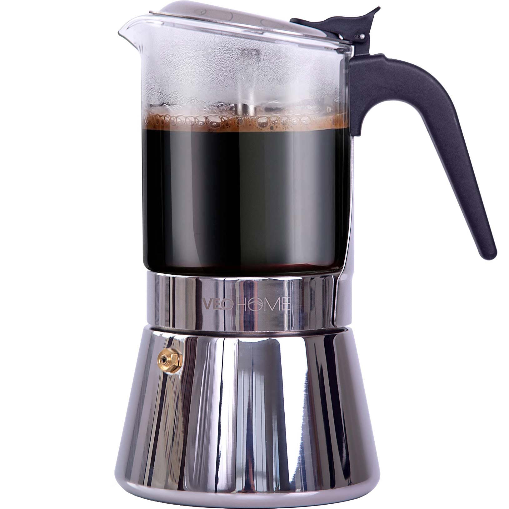 Caffettiera Moka Italiana 360ml in Vetro e Acciaio Inox