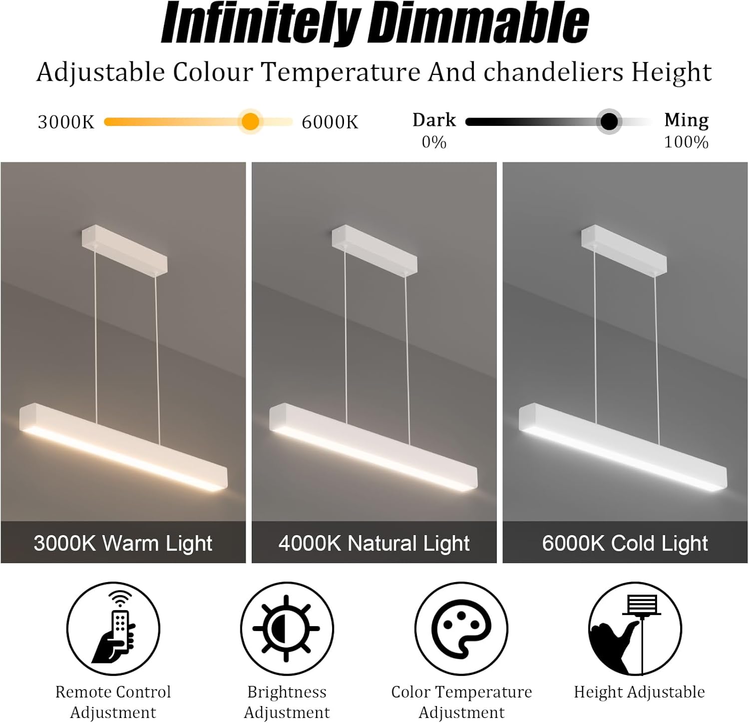 Klighten Lampada a Sospensione LED 60cm/20W, Bianco - immagine 3