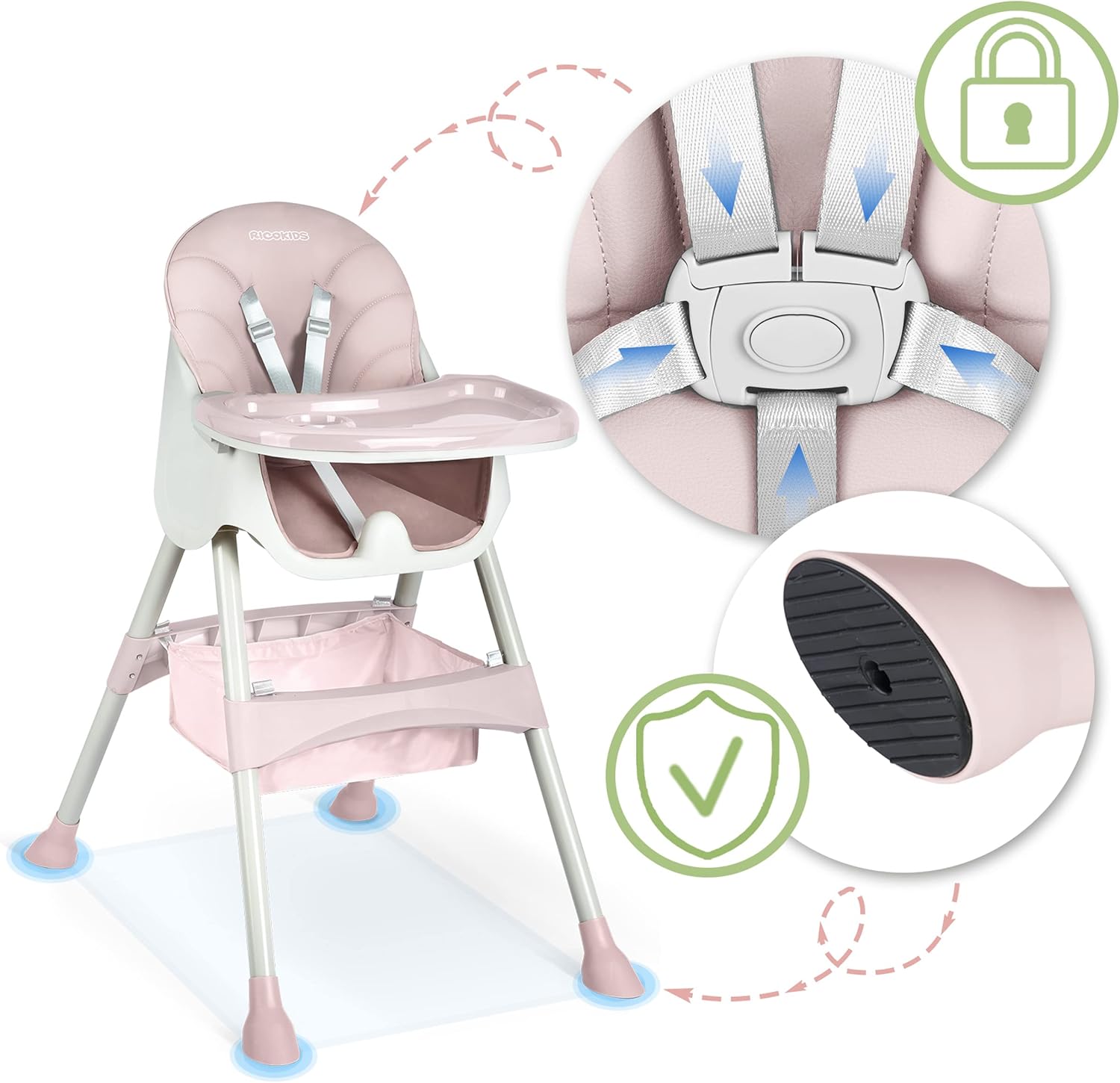 Seggiolone Milo con tavolo (rosa) - immagine 5