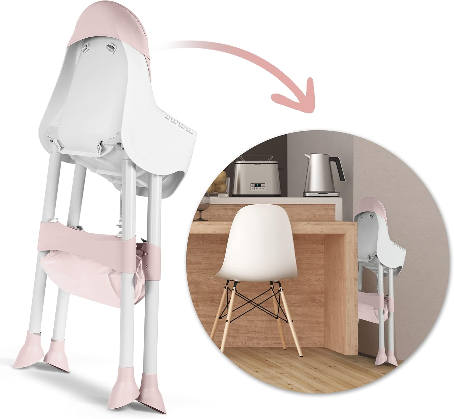 Seggiolone Milo con tavolo (rosa) - immagine 9