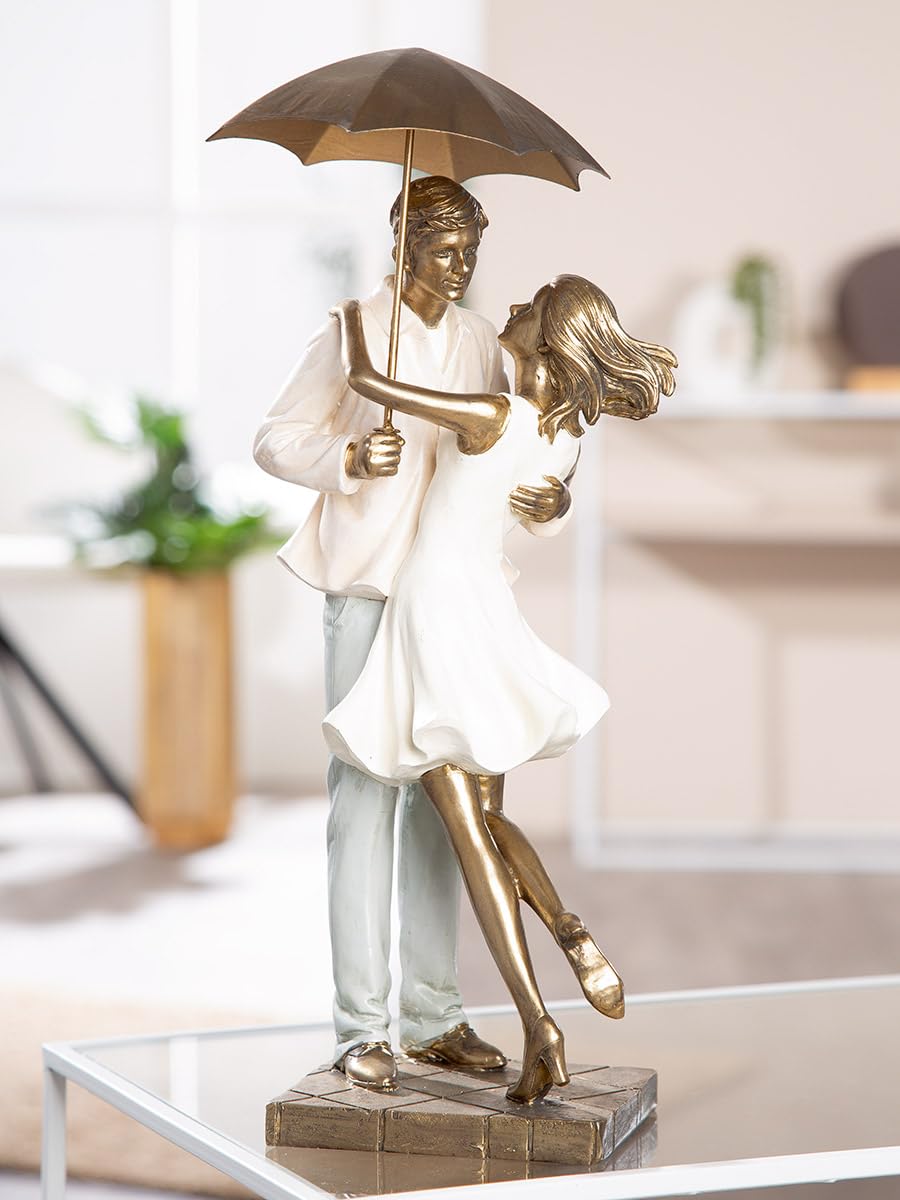 Gilde Scultura Love in The Rain, Crema/Oro 39x17x15cm