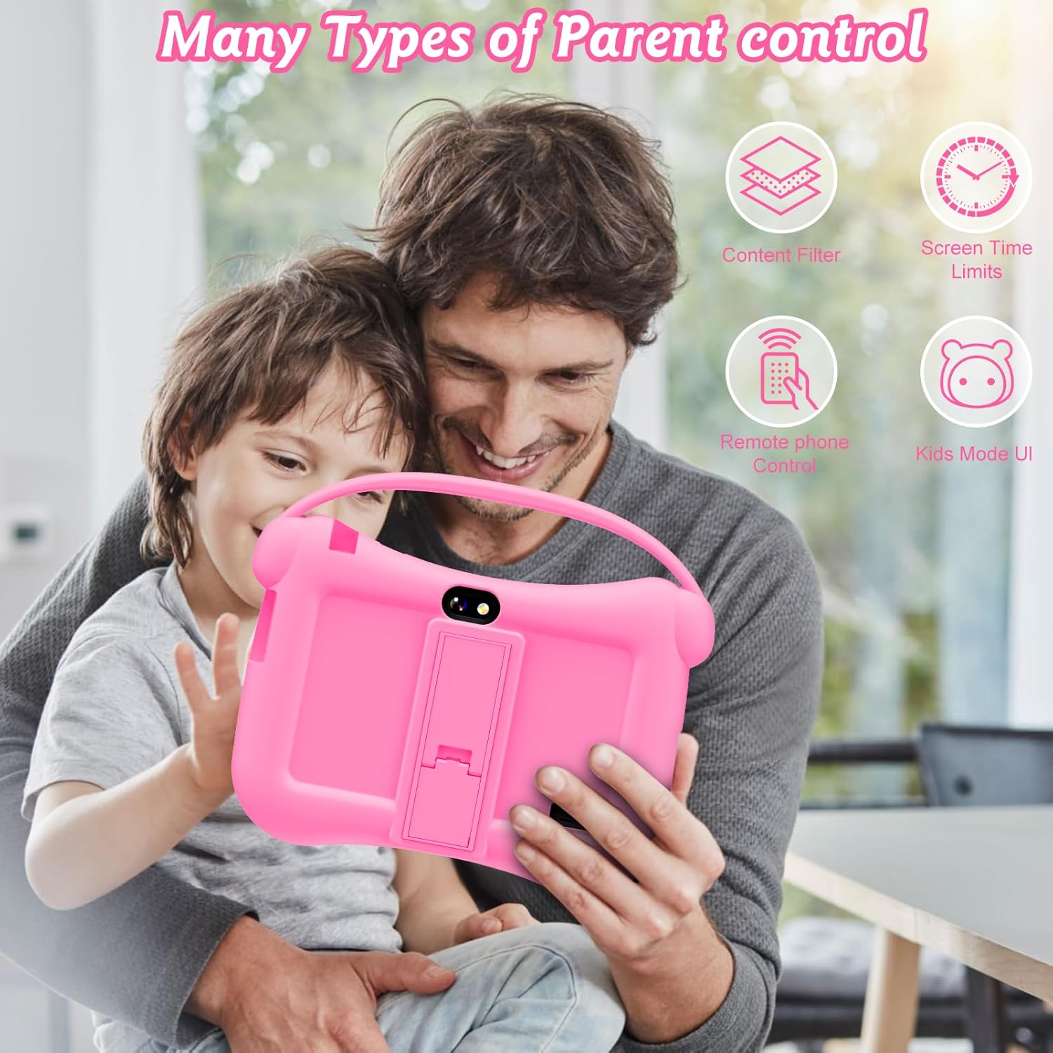 Veswwe Tablet Educativo per Bambini 7 Pollici, Magenta - immagine 4