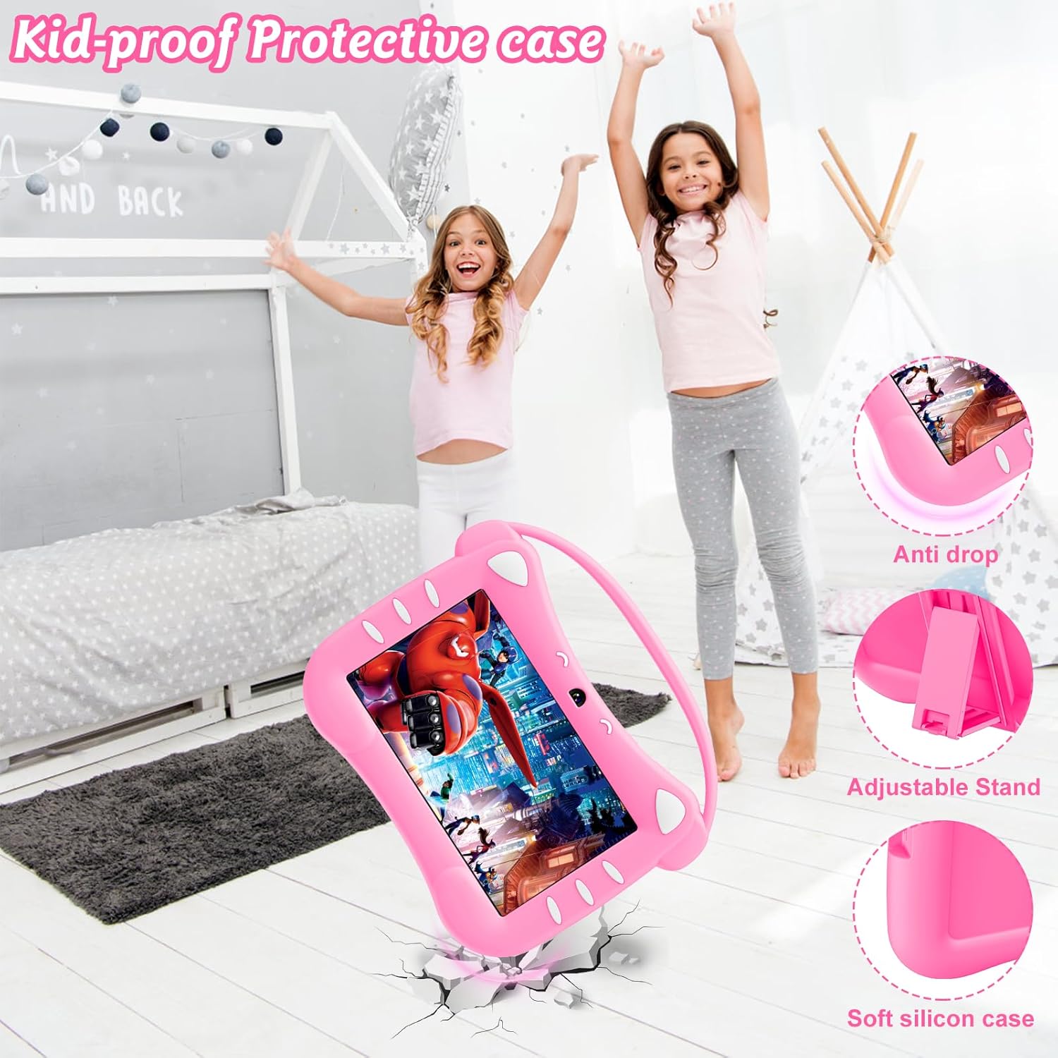 Veswwe Tablet Educativo per Bambini 7 Pollici, Magenta - immagine 5