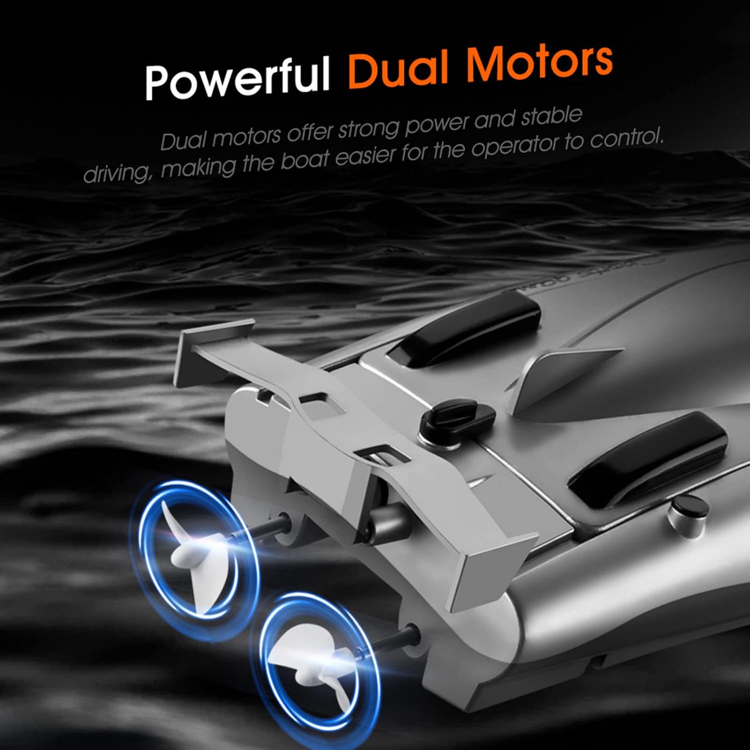 Goolsky RC Barca con Batteria, 25KM / H Barca da Regata ad Alta velocità, Telecomando a 2 canali, Barca da Regata per Piscina per Bambini Adulti - immagine 4