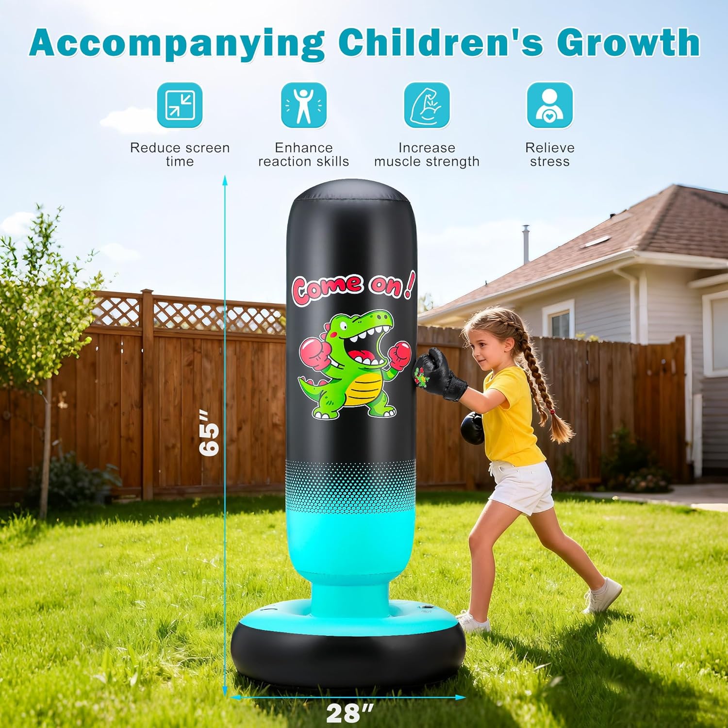 Sacco da Boxe Bambini 165cm con Guantoni e Pompa - immagine 2