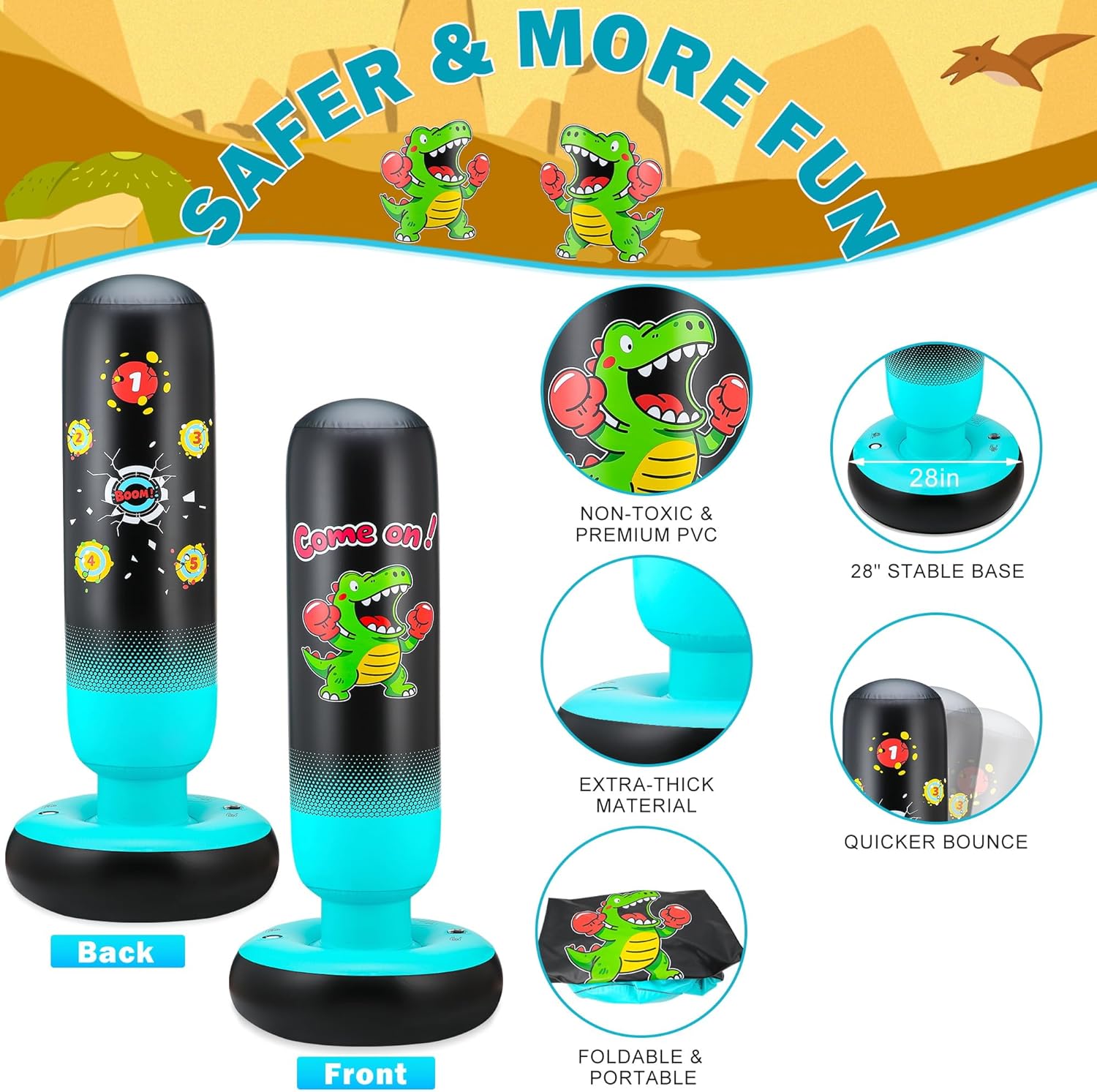 Sacco da Boxe Bambini 165cm con Guantoni e Pompa - immagine 3