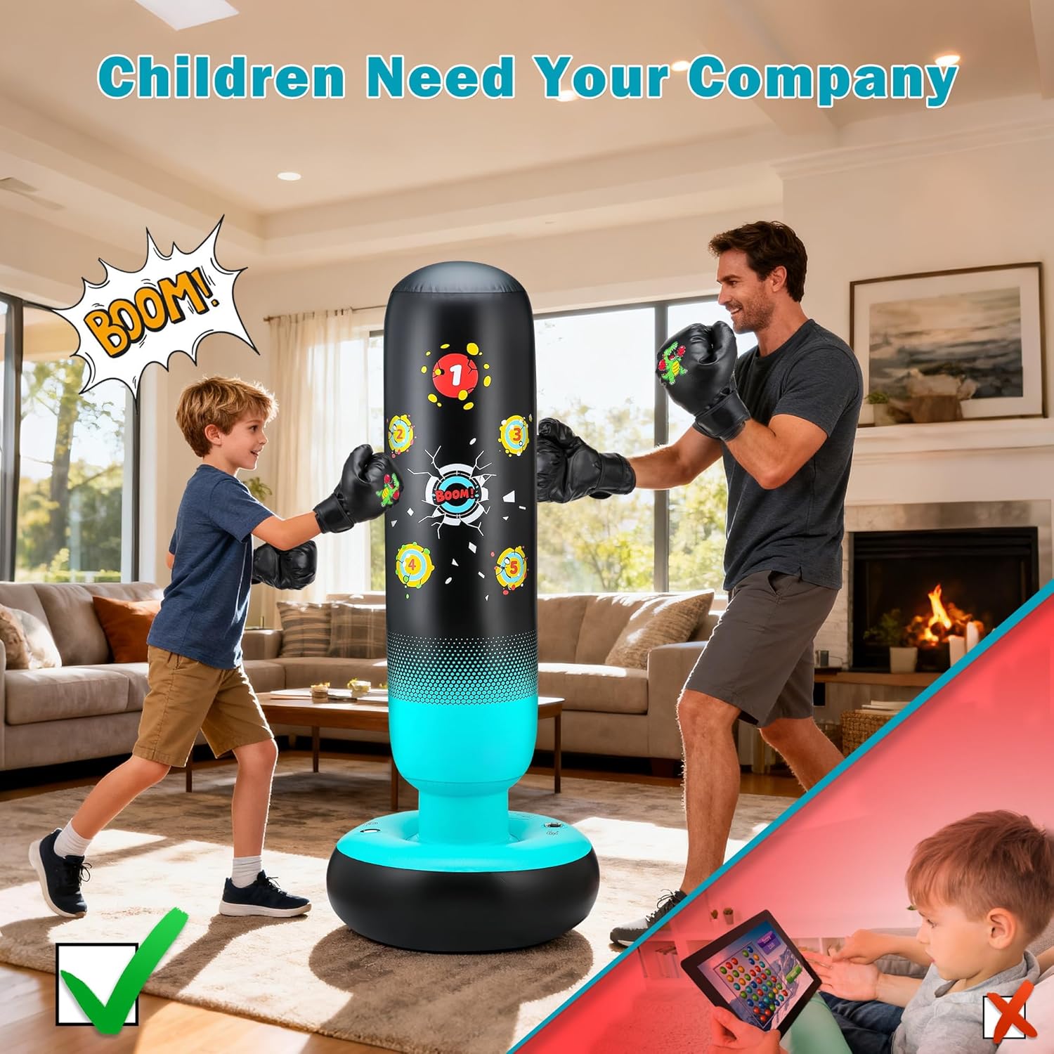 Sacco da Boxe Bambini 165cm con Guantoni e Pompa - immagine 5