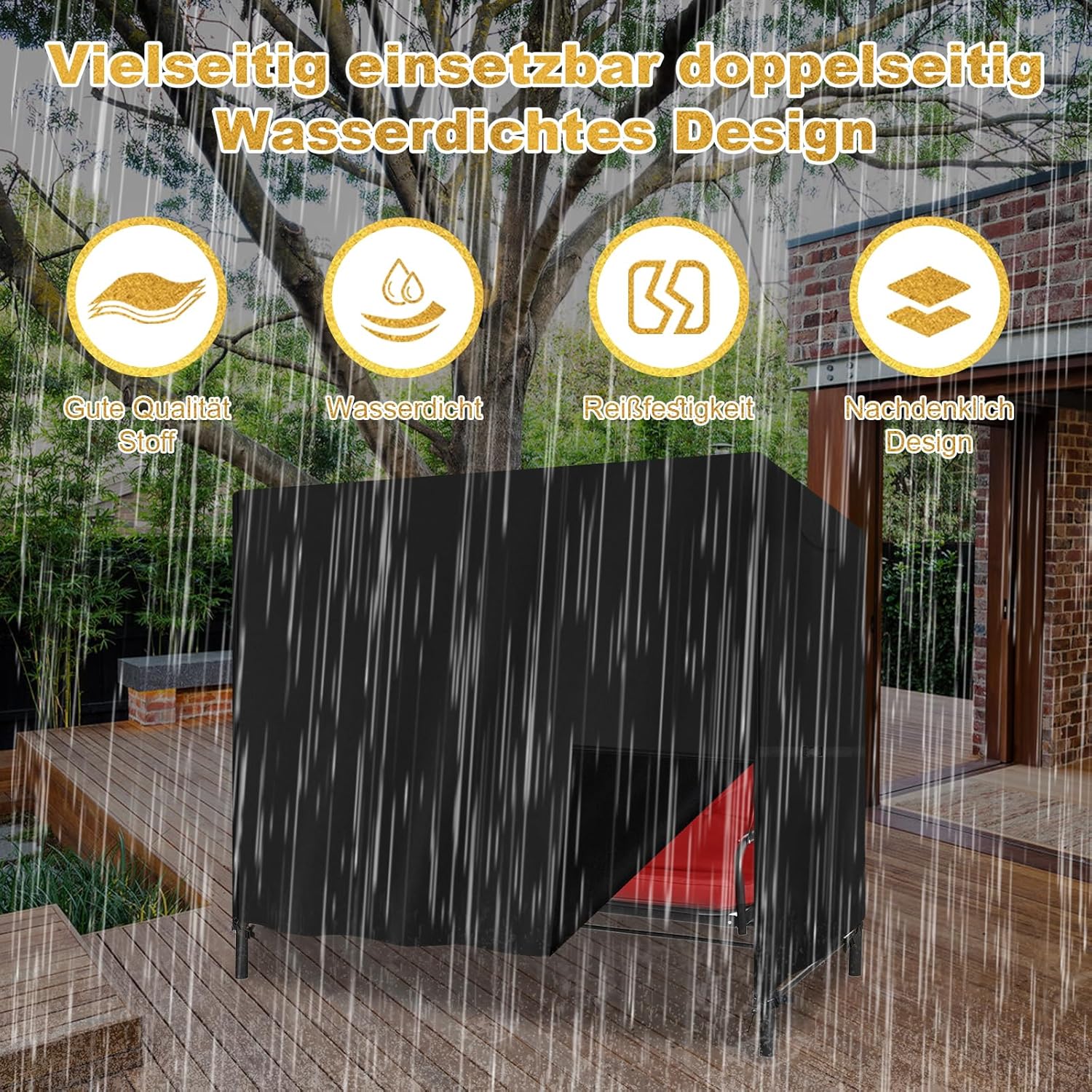 YMPPMKN Copri Dondolo 3 Posti Impermeabile, Nero - immagine 4