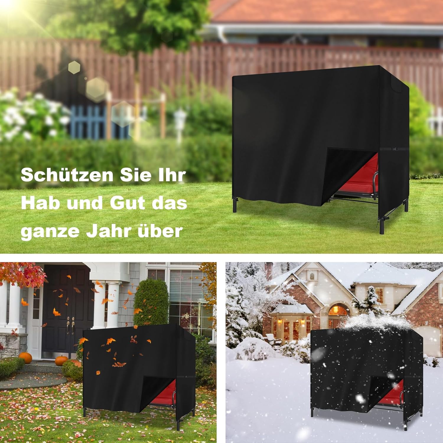 YMPPMKN Copri Dondolo 3 Posti Impermeabile, Nero - immagine 6