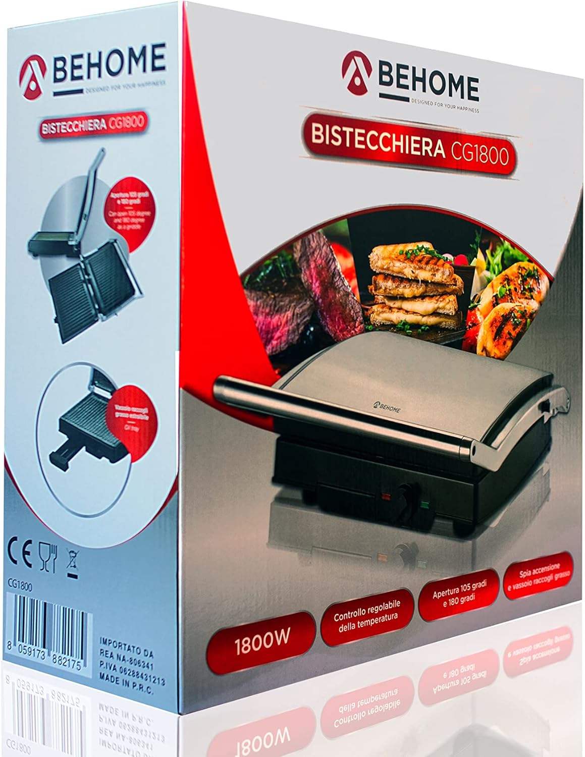 Behome Bistecchiera Elettrica 1800W con Doppia Piastra - immagine 5