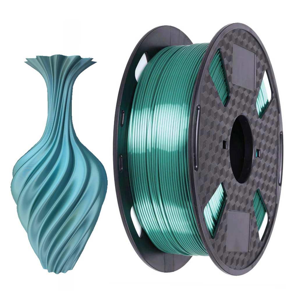 Filamento PLA verde seta lucido 1,75 mm Stampante 3D Filamento 1KG 3.2 kg Bobina Materiale di stampa 3D Brillare Setoso Metallo Lucido PLA CC3D Seta PLA Metallico Salvia Colore Verde