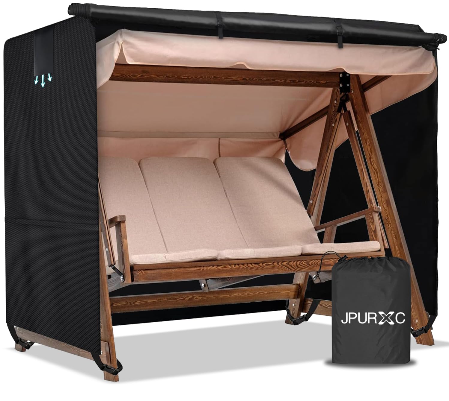 JPURXC Copertura Dondolo 3 Posti Oxford 600D, Nero