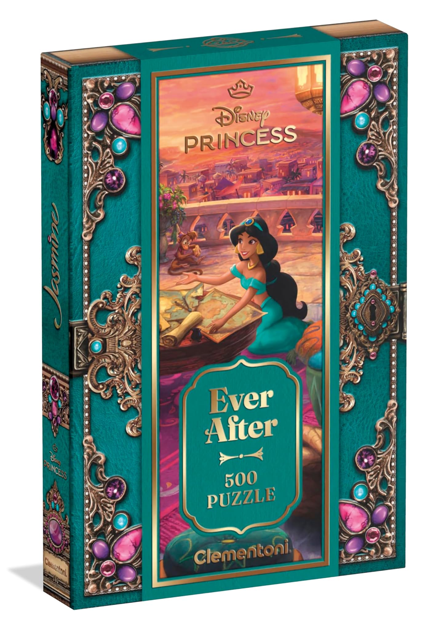 Clementoni - Puzzle 500 Pezzi per Adulti e Ragazzi, Ever After Collection Tema Disney Princess Jasmine, Illustrazione Artistica da Collezione, Box Elegante, 49x36 cm, Idea Regalo Made in Italy, 35159