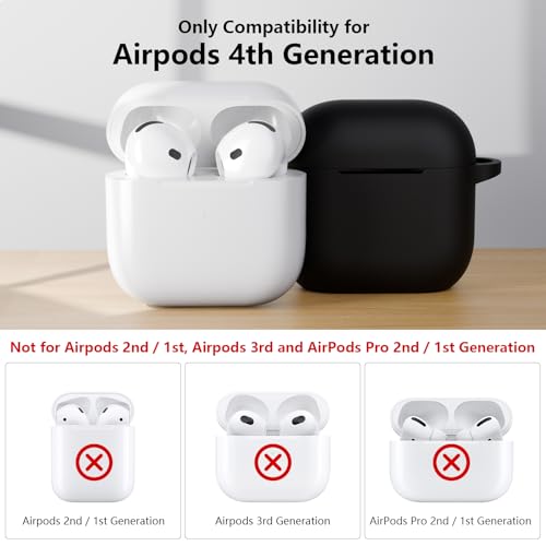 KOKOKA Custodia per AirPods 4 2024 con Kit di Pulizia, Nero - immagine 3