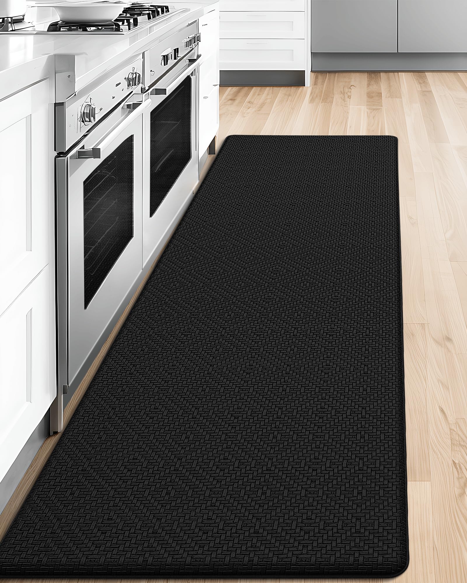 Color&geometry Tappeto Cucina Antiscivolo Lavabile, Nero