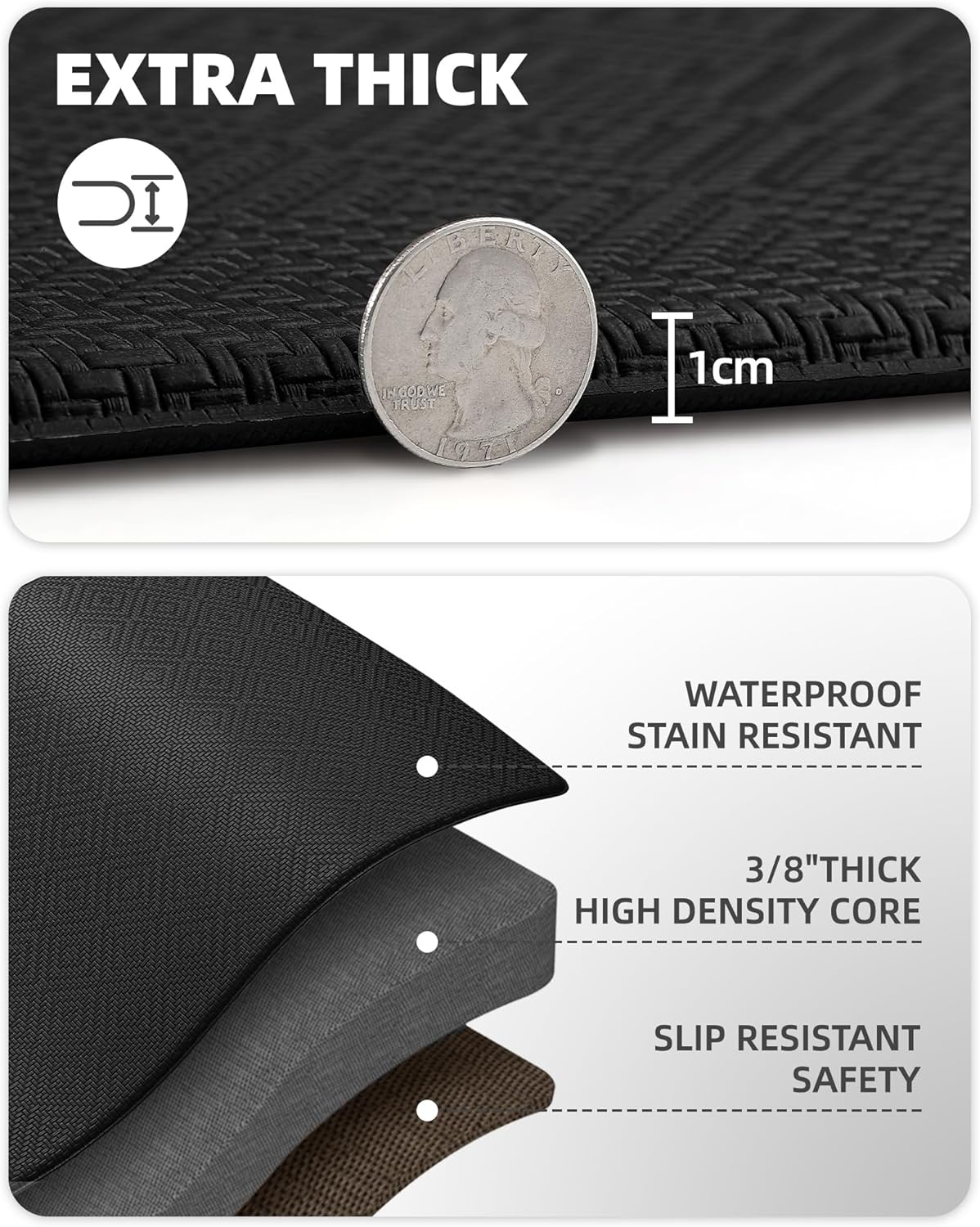 Color&geometry Tappeto Cucina Antiscivolo Lavabile, Nero - immagine 5