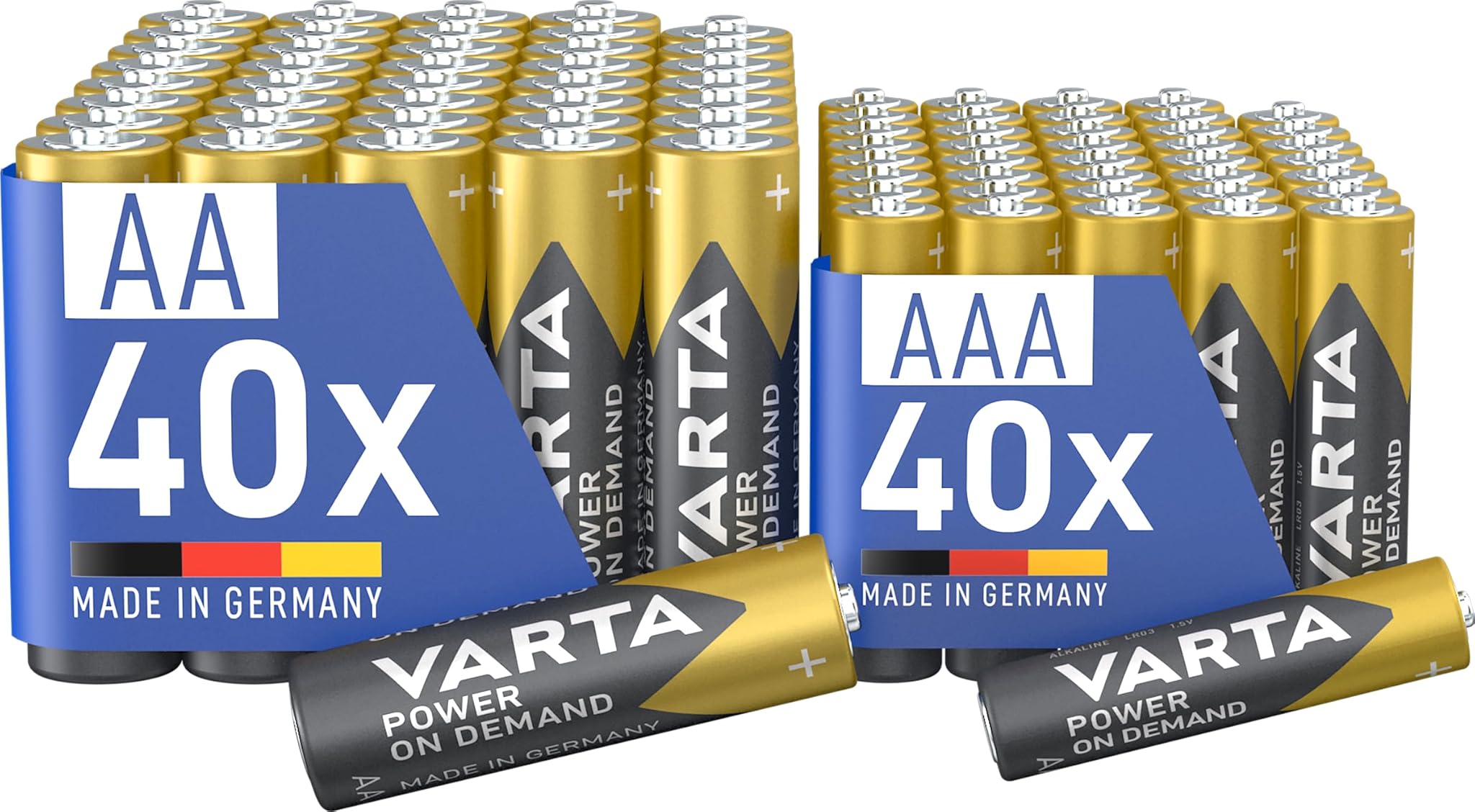 Varta Batterie Alcaline AA e AAA Power on Demand, 80 pezzi