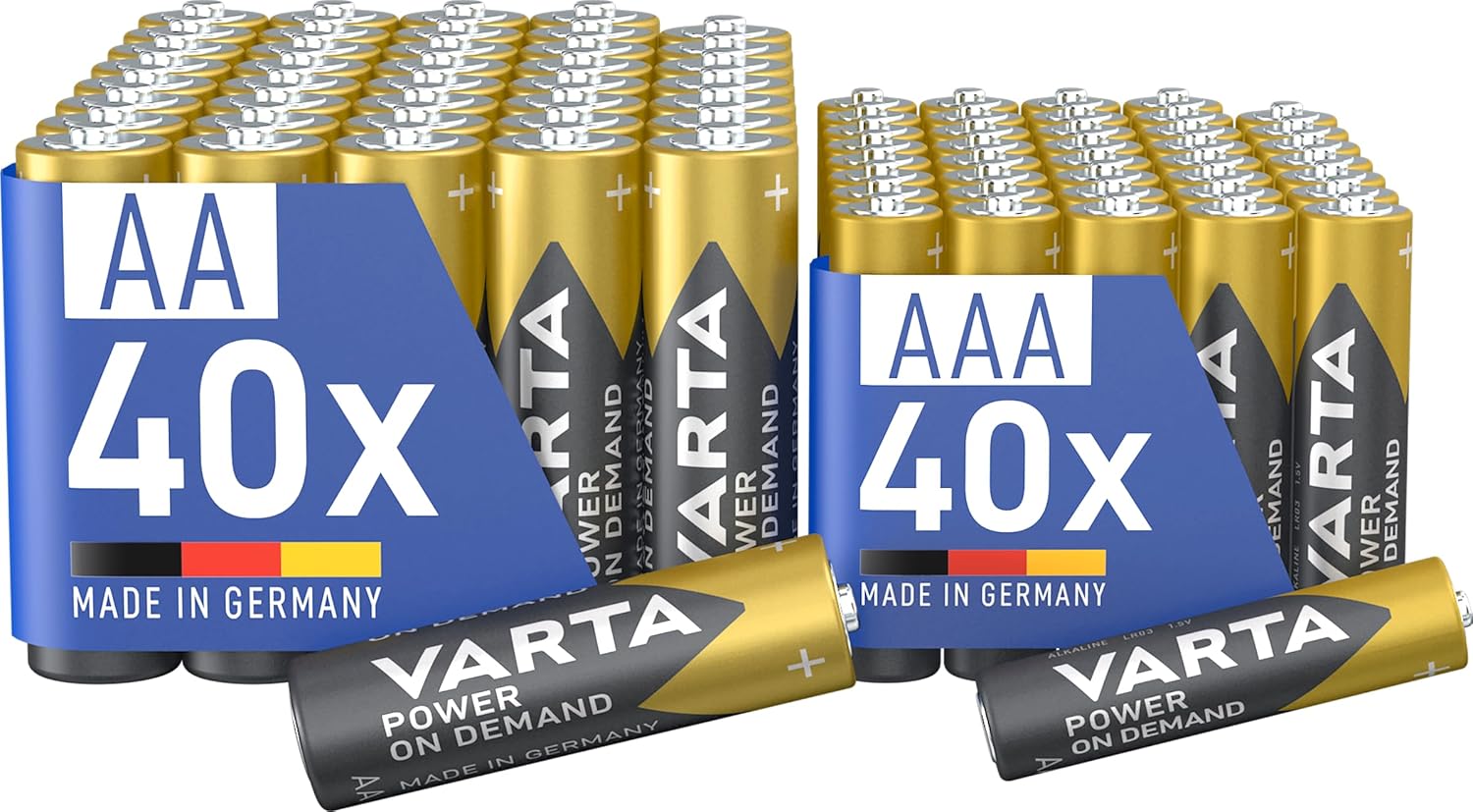 Varta Batterie Alcaline AA e AAA Power on Demand, 80 pezzi - immagine 1